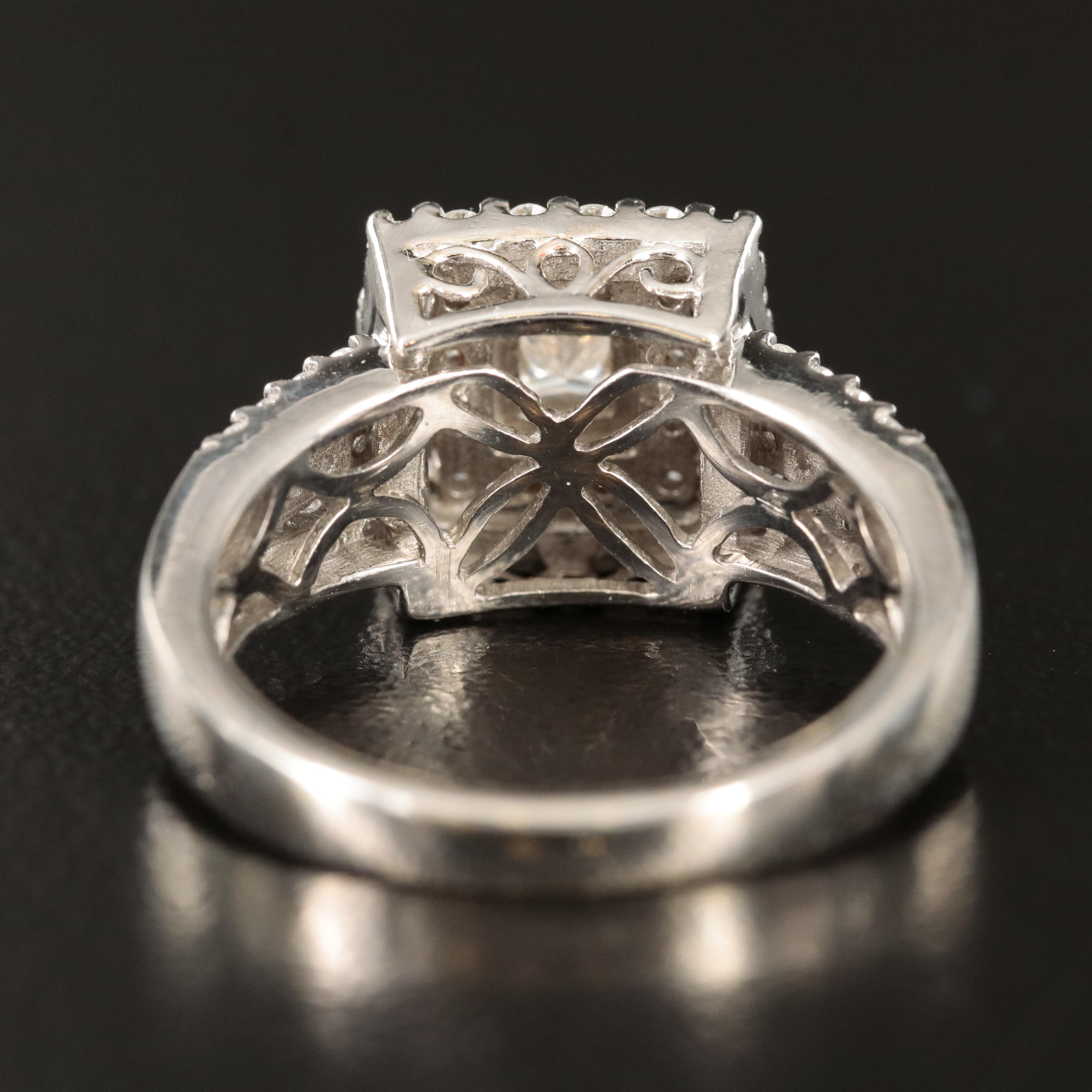 14K 1.00 CTW Diamond Halo Square Ring