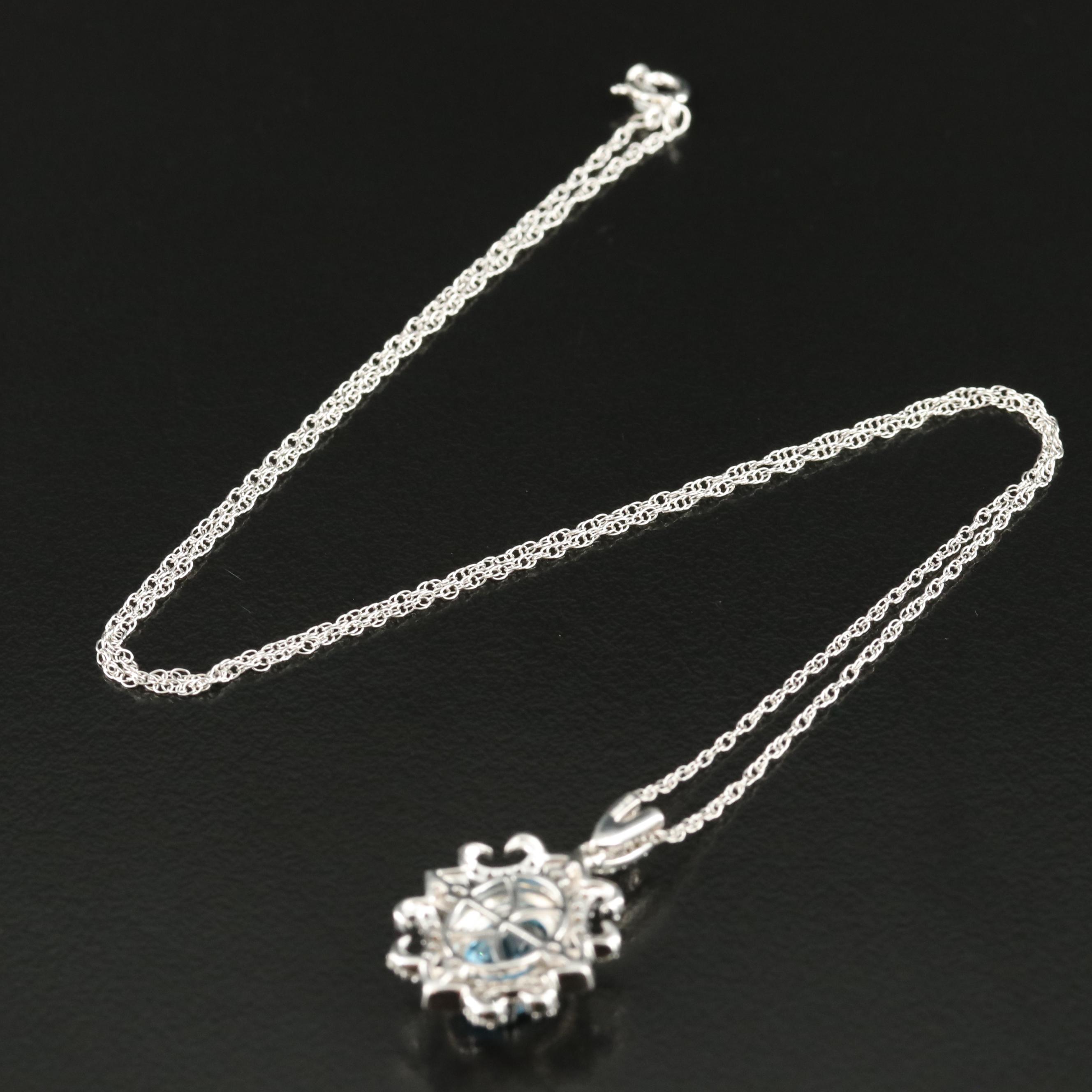 Sterling Topaz and Sapphire Pendant Necklace