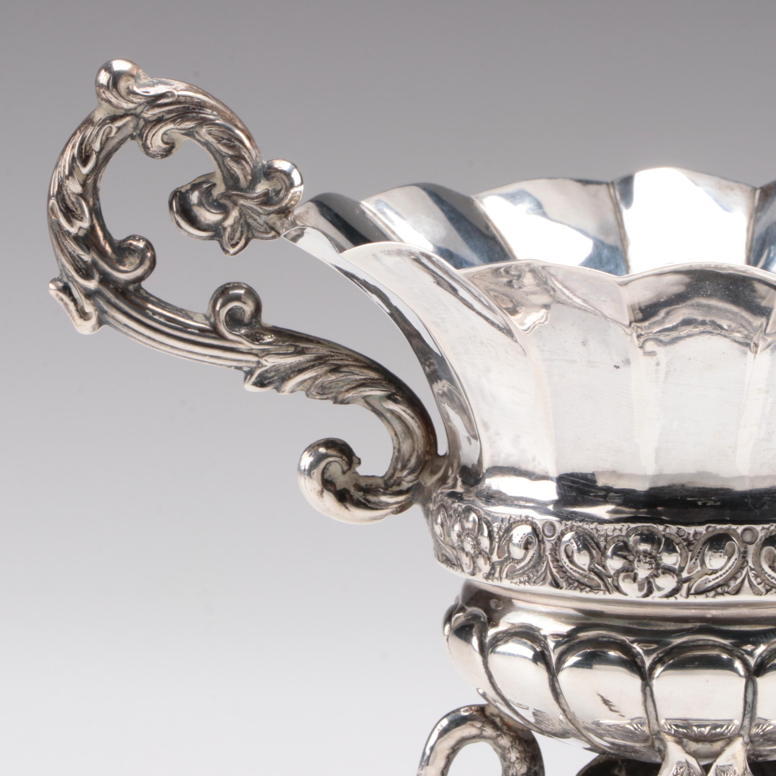 Spanish 915 Silver Sweet Meat Table Centerpiece with Swan Base