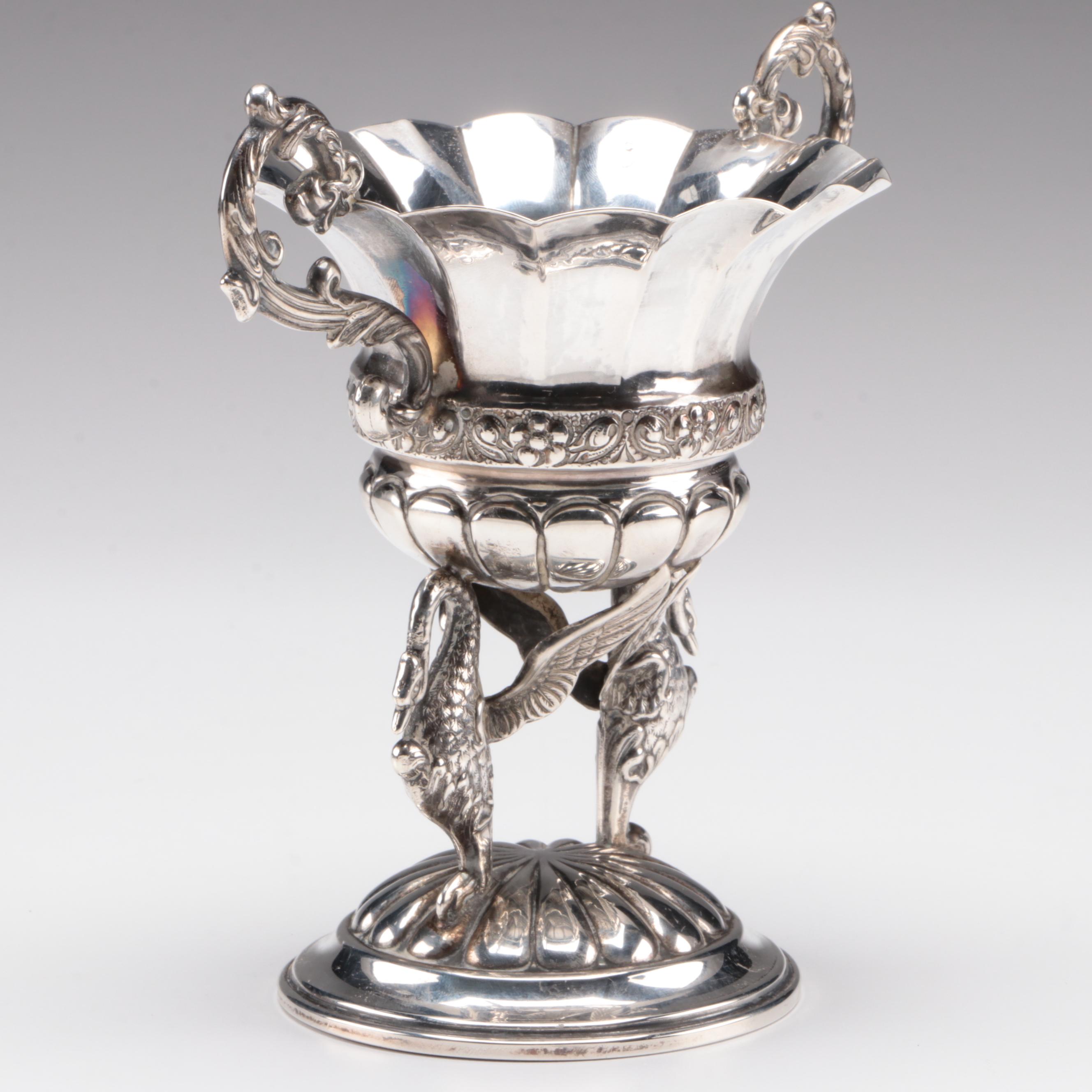 Spanish 915 Silver Sweet Meat Table Centerpiece with Swan Base