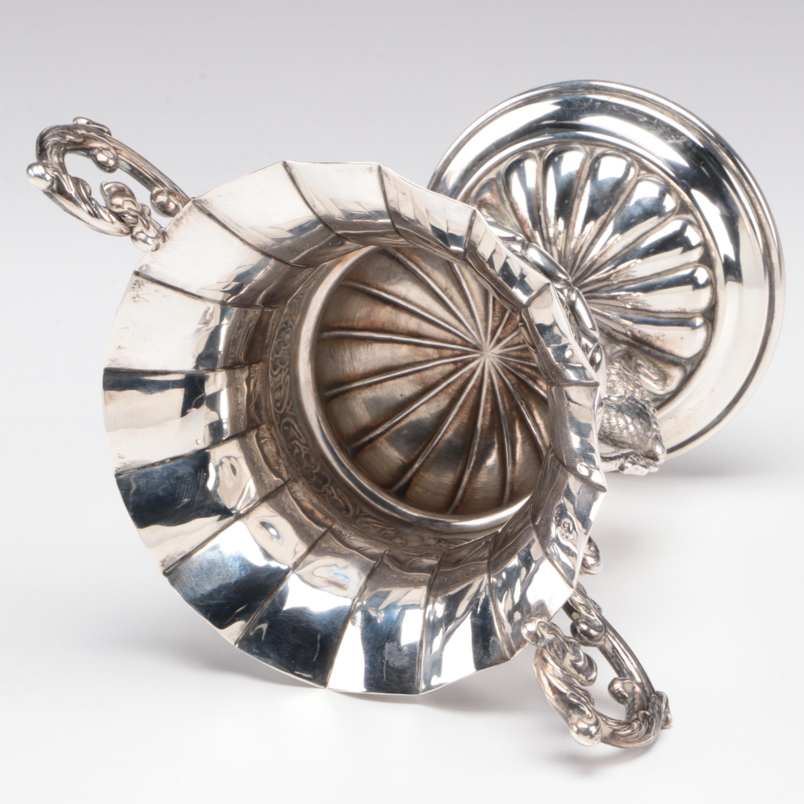 Spanish 915 Silver Sweet Meat Table Centerpiece with Swan Base