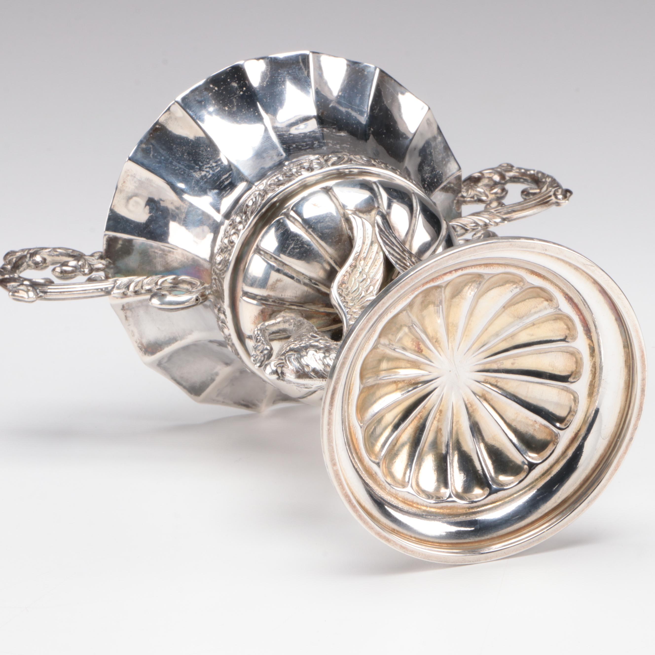 Spanish 915 Silver Sweet Meat Table Centerpiece with Swan Base