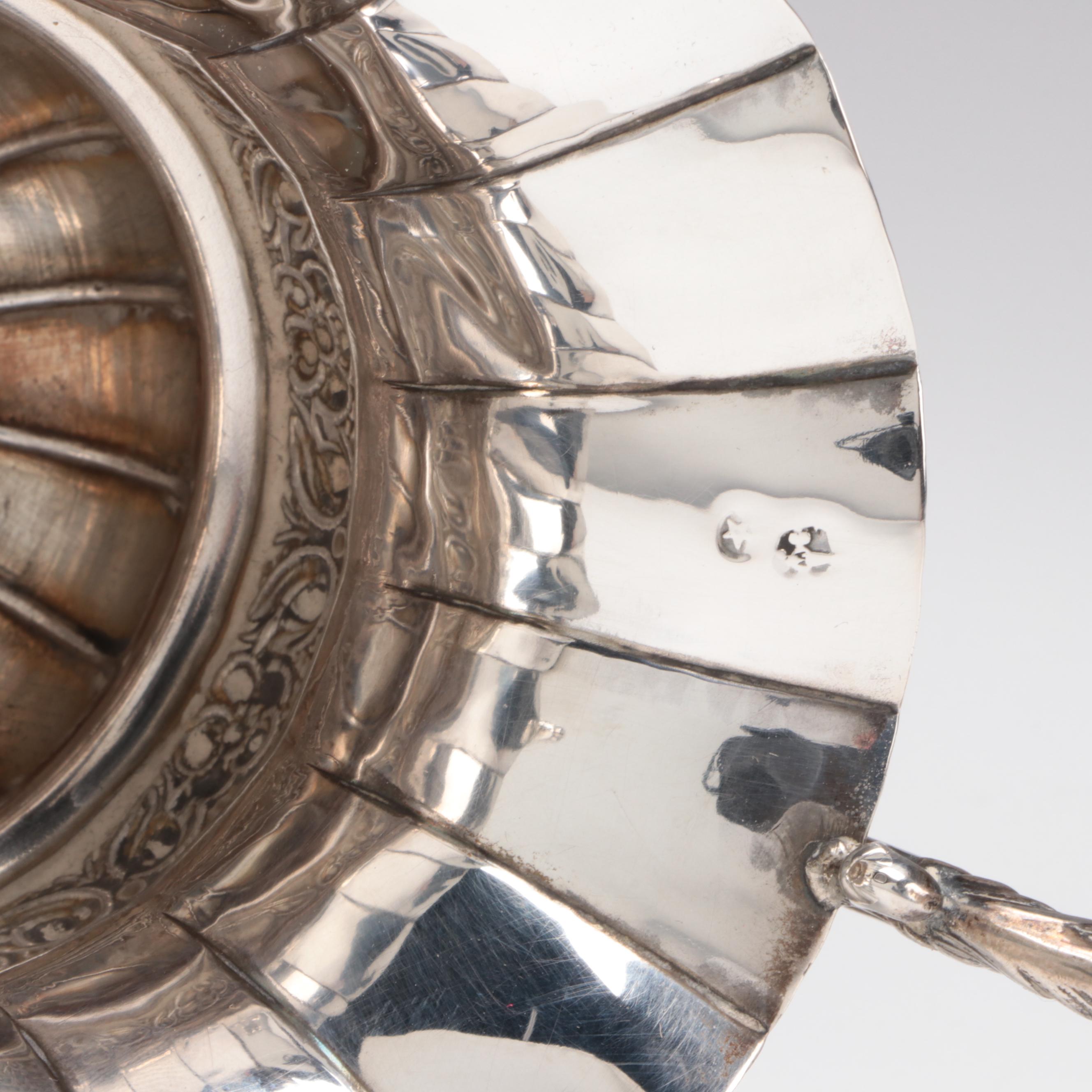 Spanish 915 Silver Sweet Meat Table Centerpiece with Swan Base