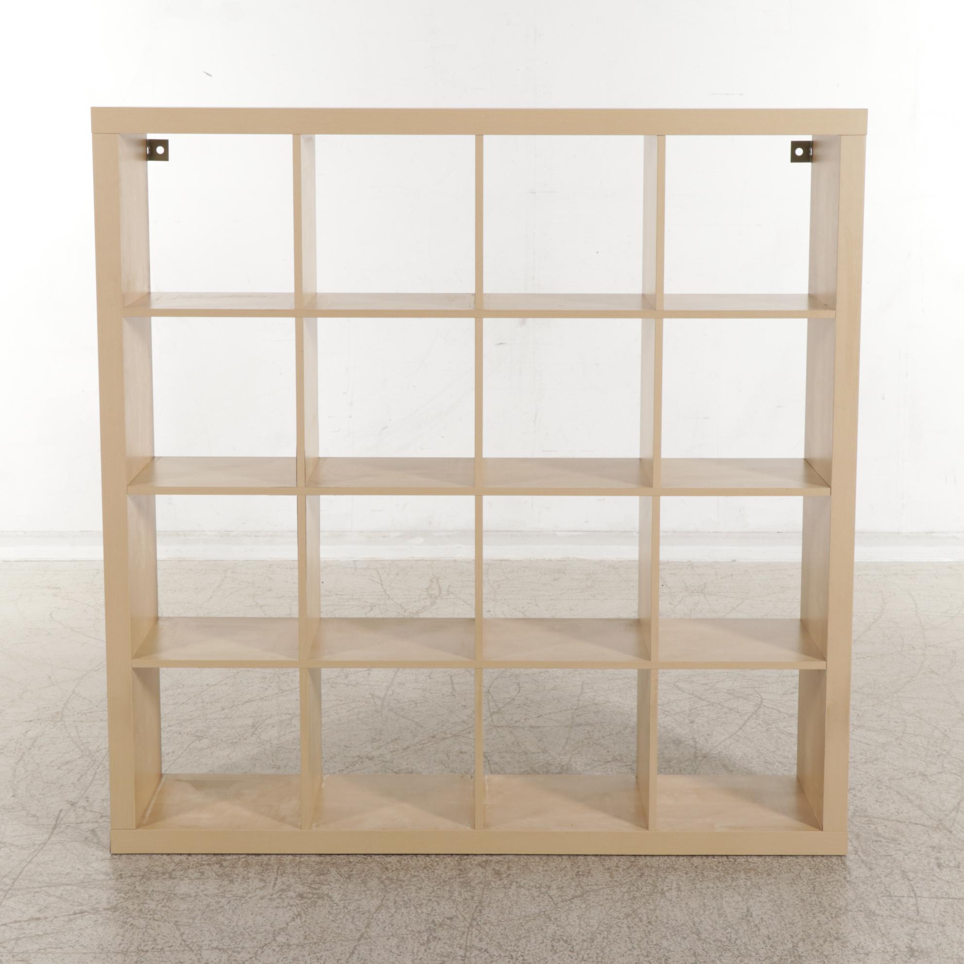 Contemporary 16-Bay Wooden Finish Storage Shelf