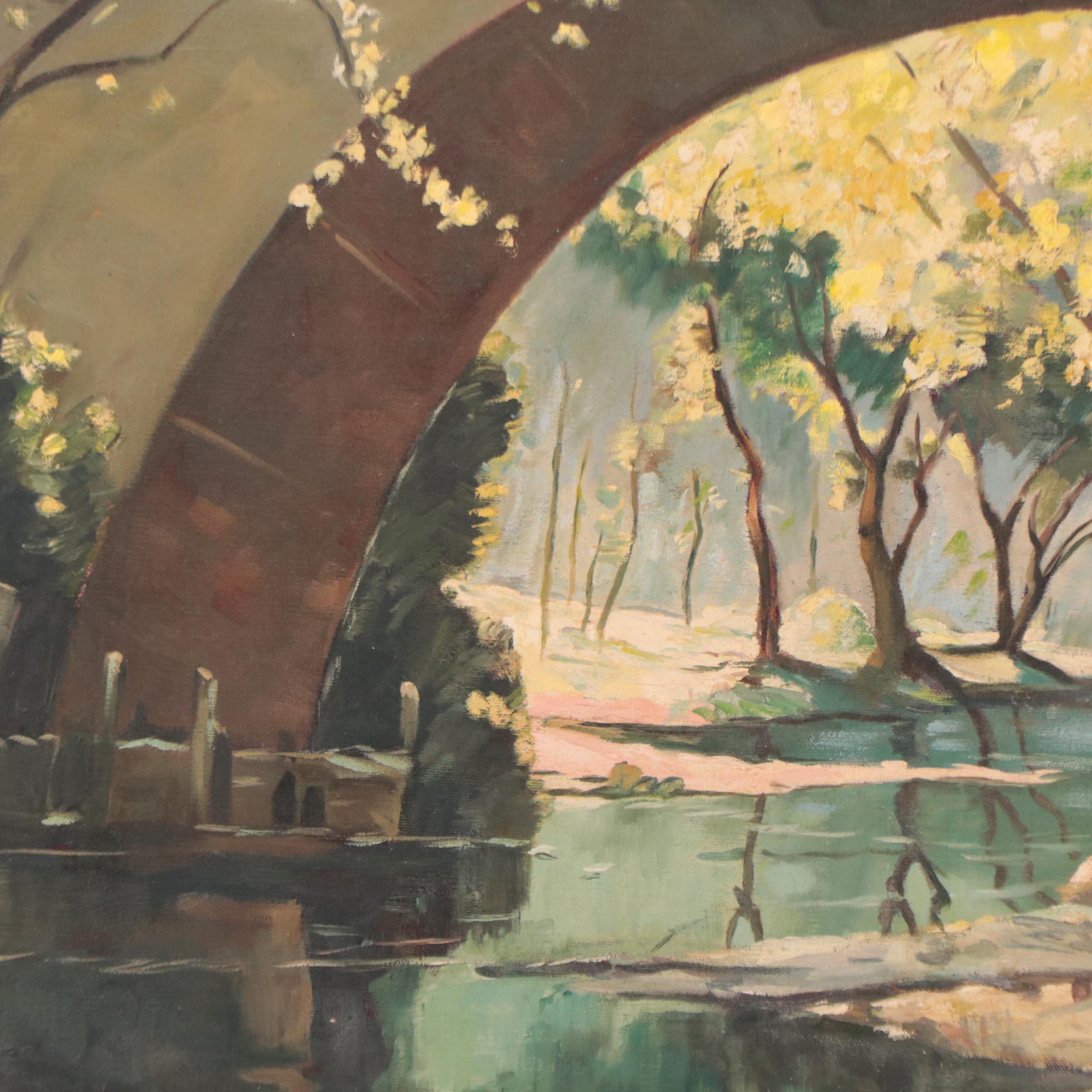 Roche Spring River Landscape Oil Landscape After Frank Ferruzza