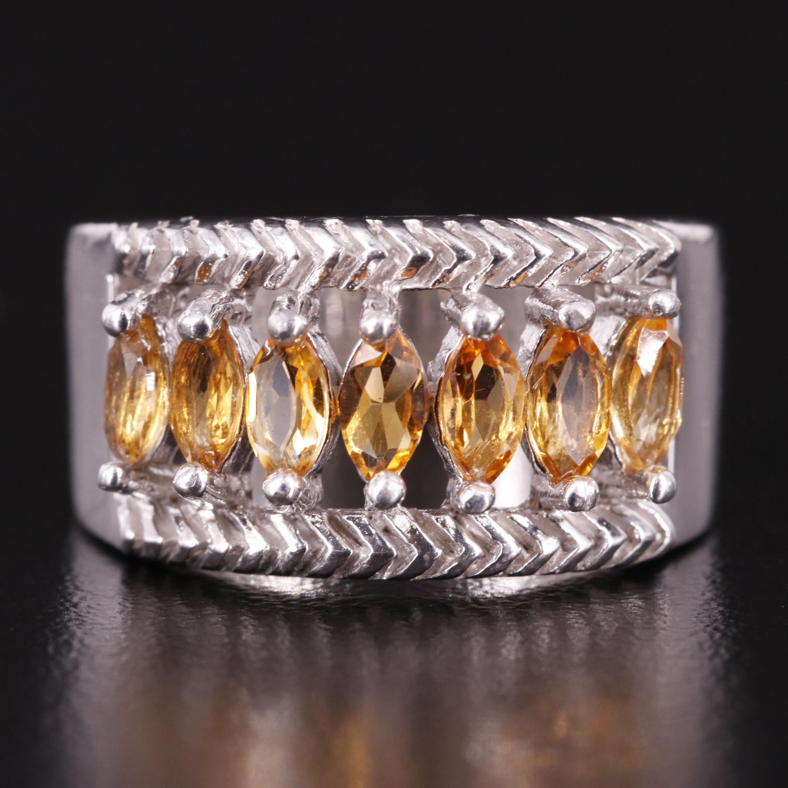 Sterling Citrine Tapered Band