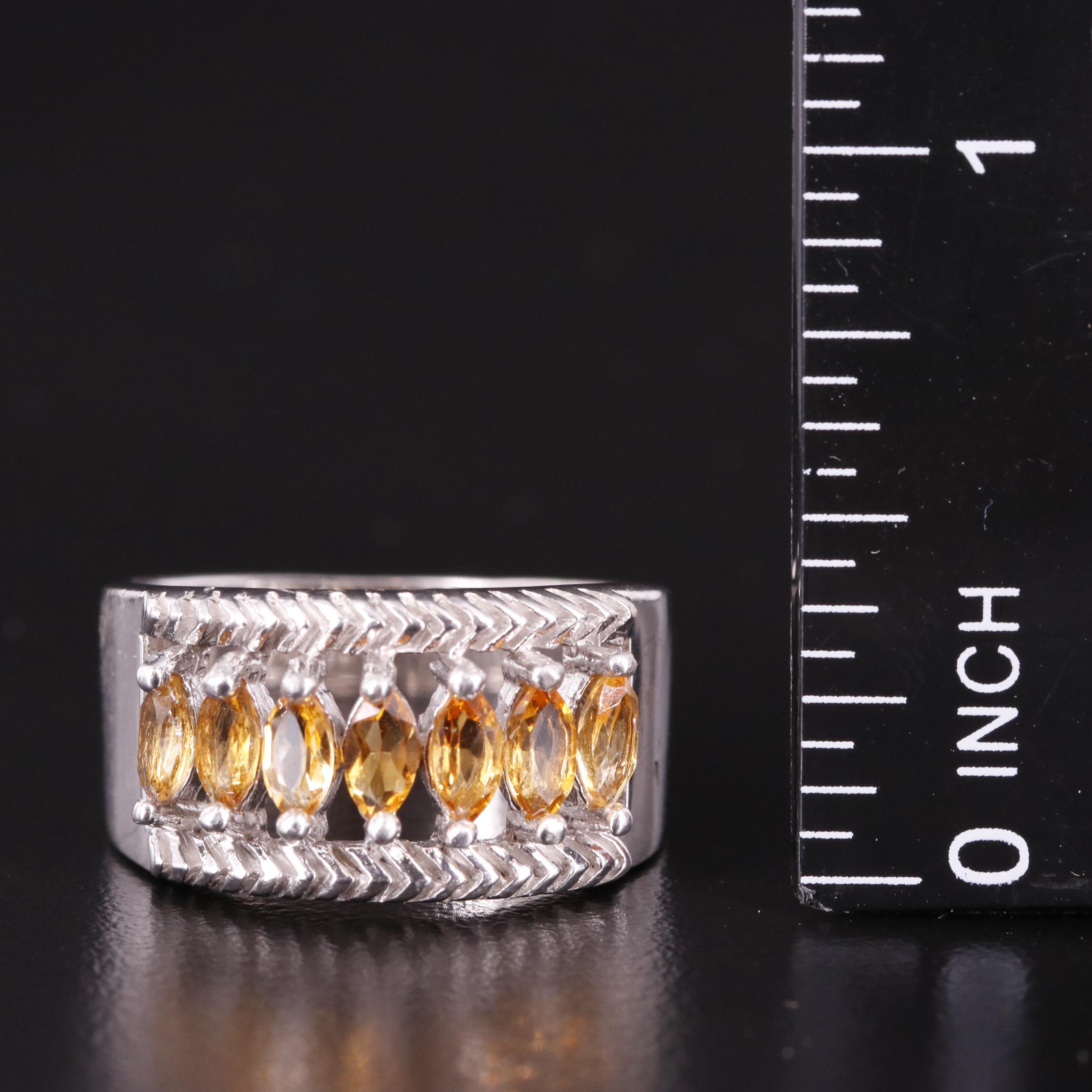 Sterling Citrine Tapered Band
