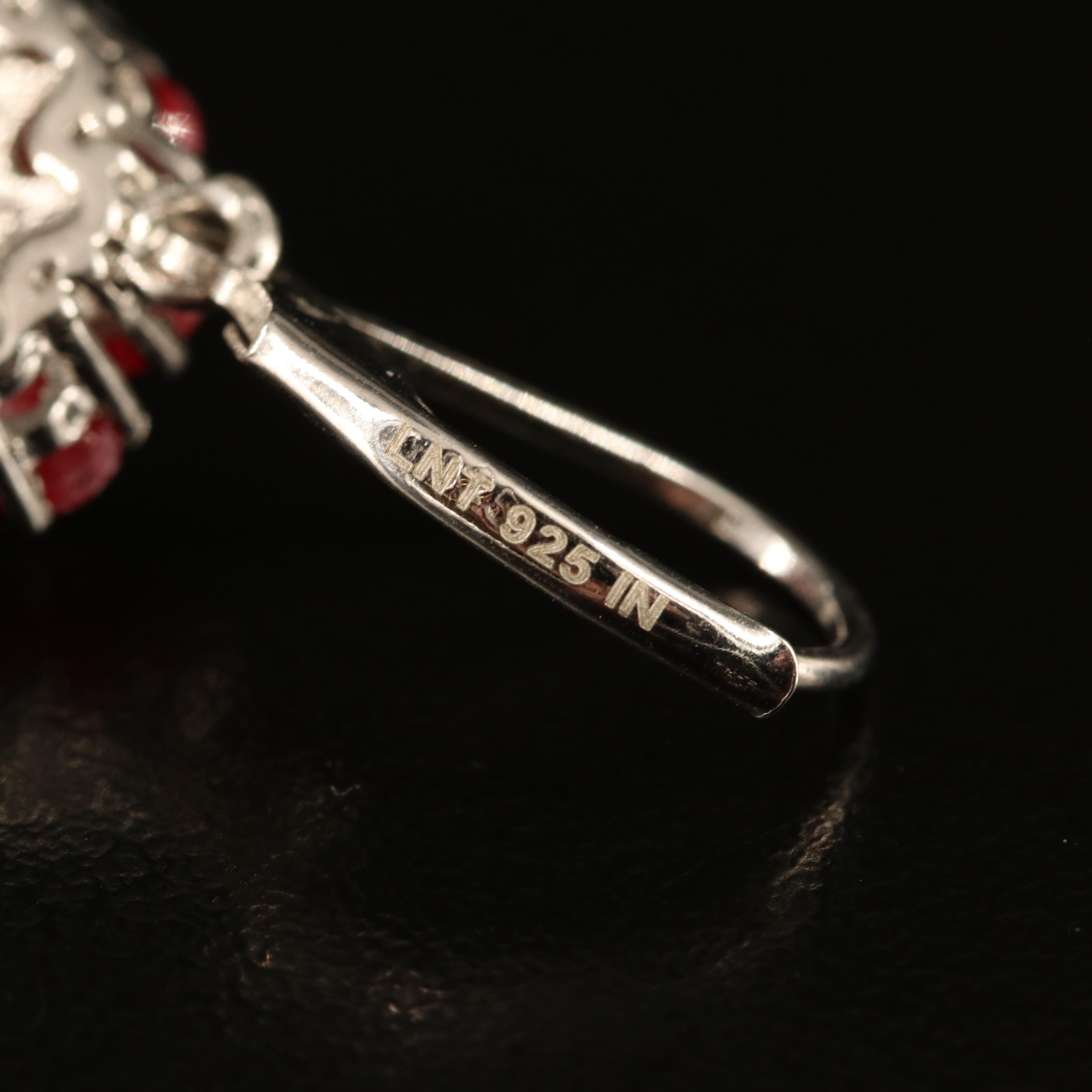 Sterling Ruby and White Topaz Earrings