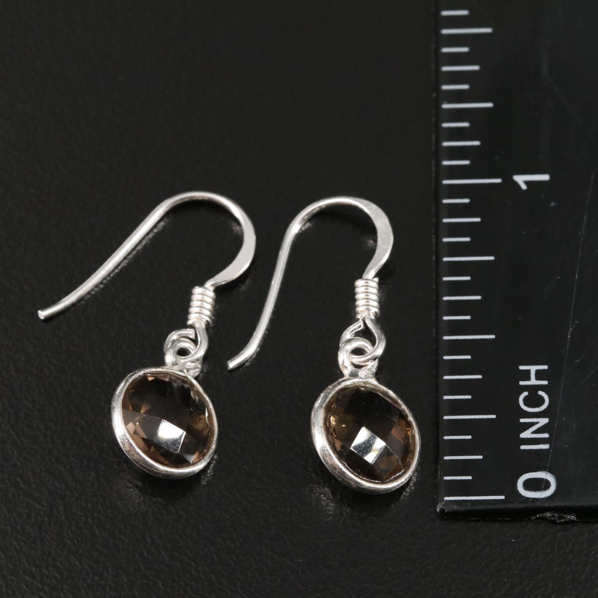 Sterling Smoky Quartz Drop Earrings