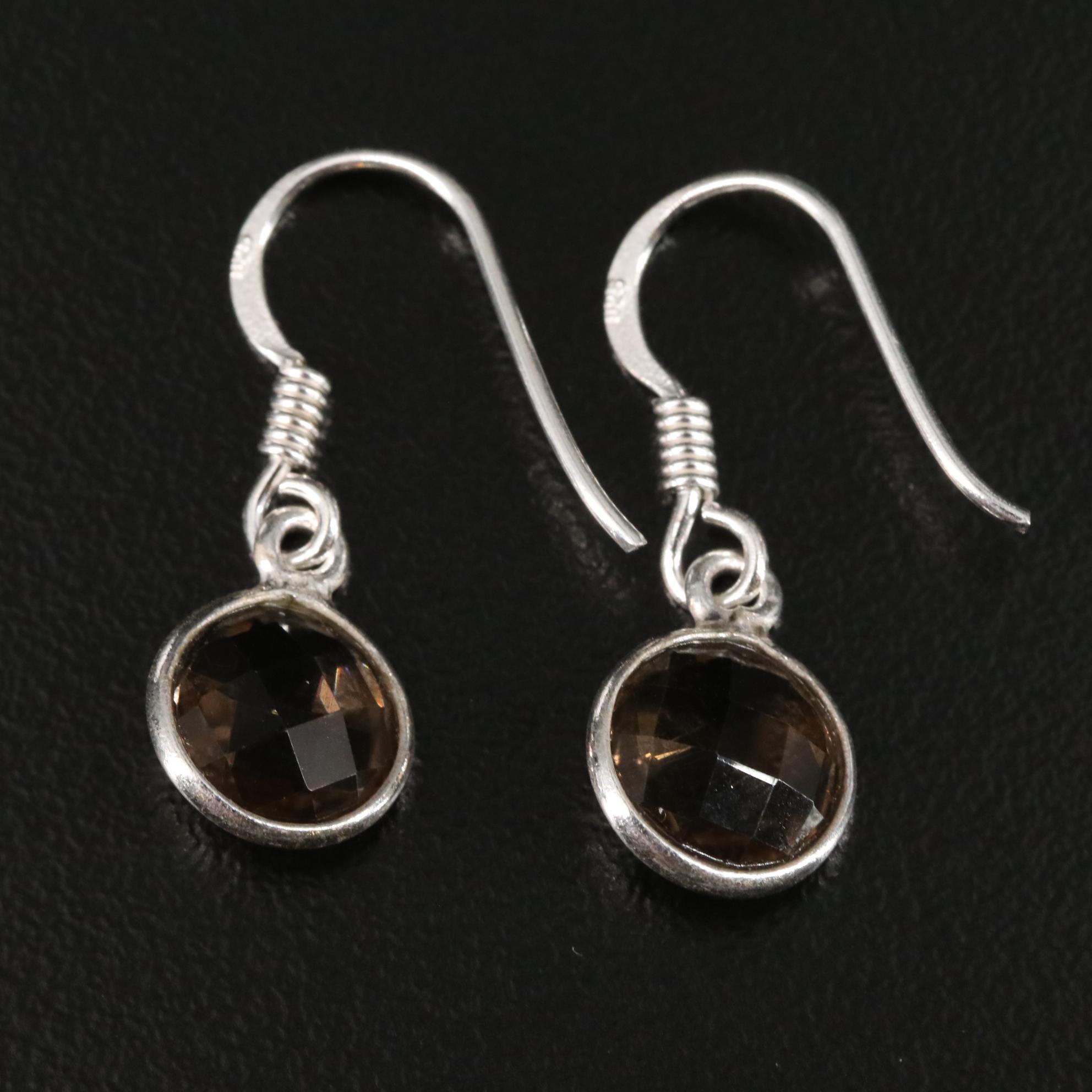 Sterling Smoky Quartz Drop Earrings