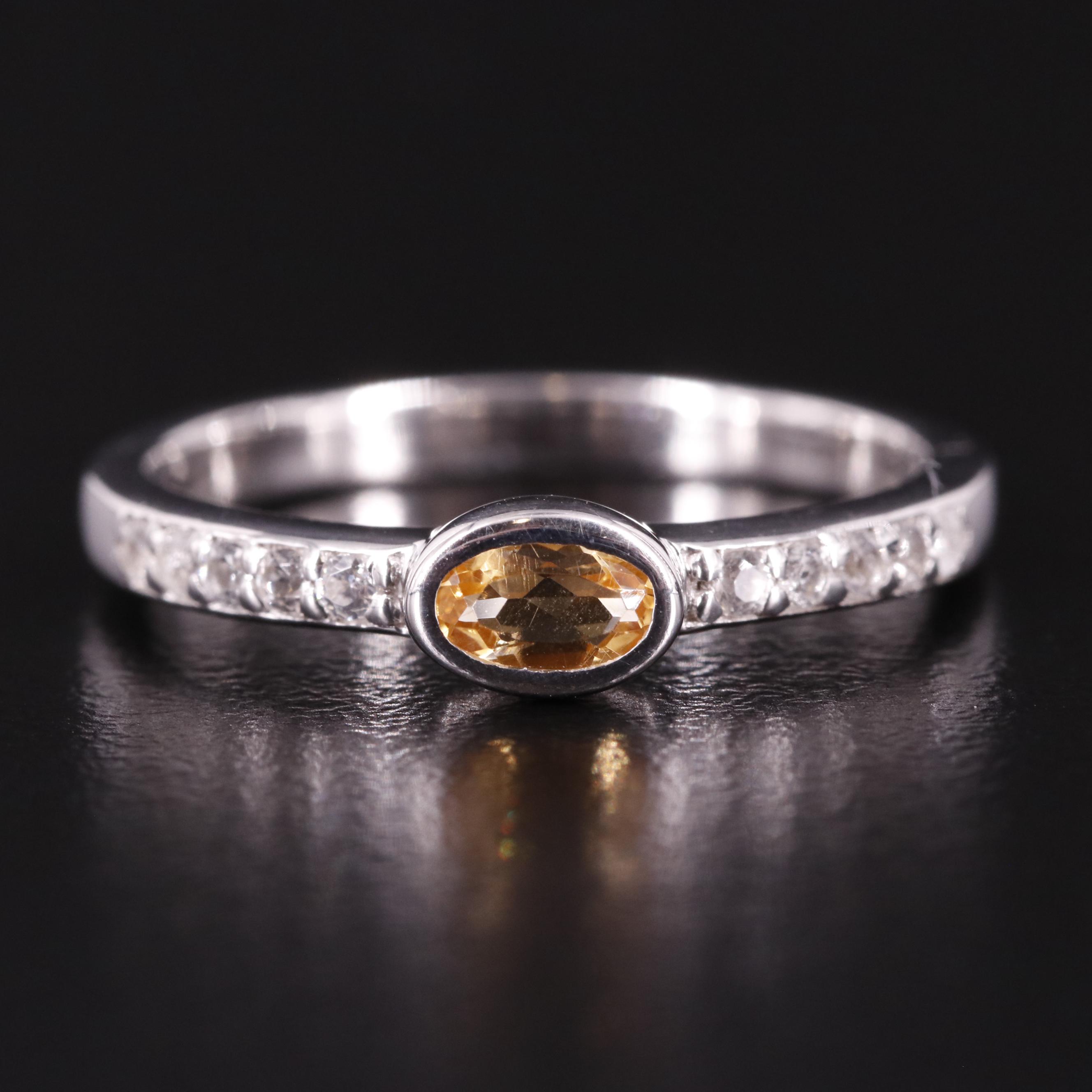 Sterling Citrine and White Topaz Ring