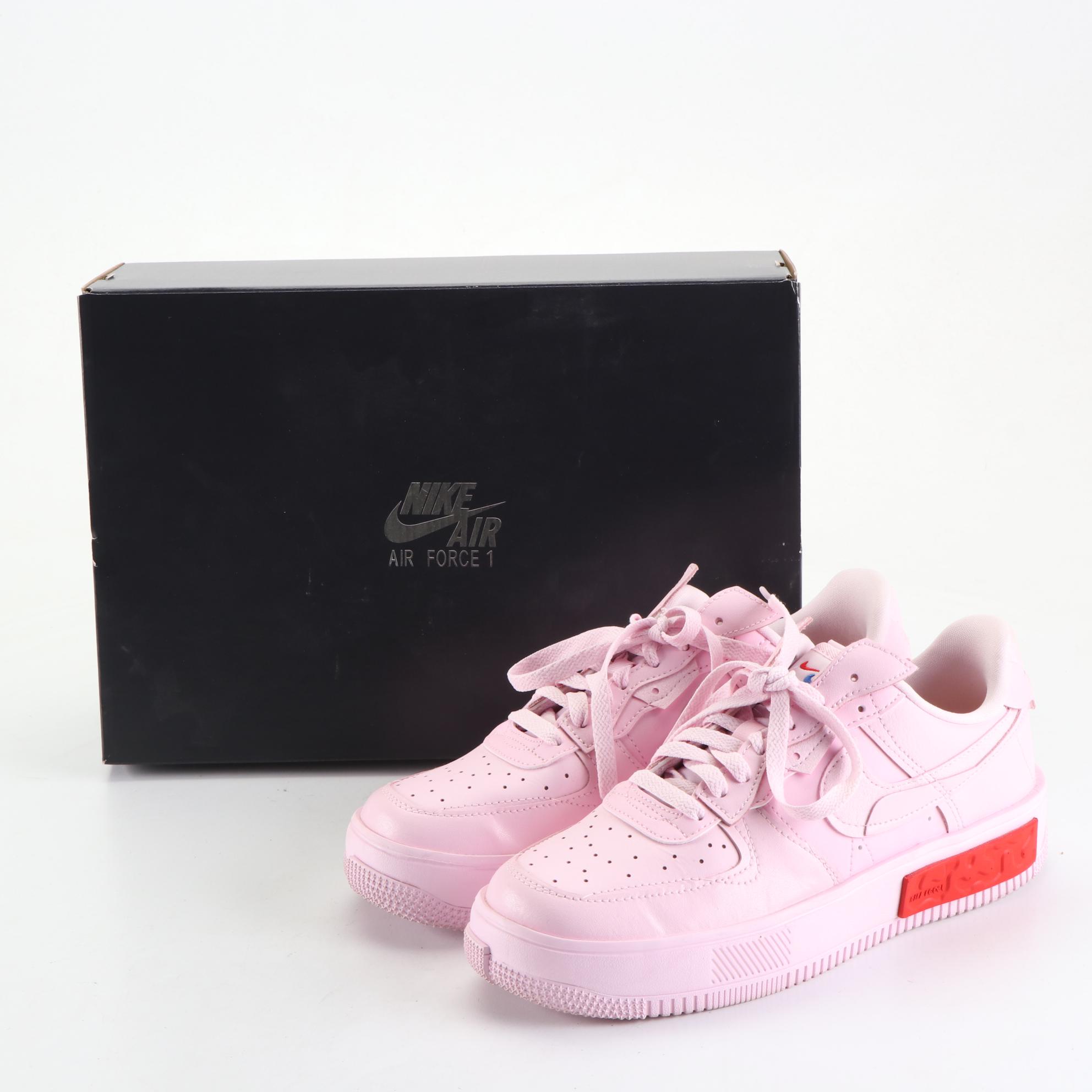 Nike Air Force 1 Fontanka Sneakers in Light Pink and Red Accents with Box