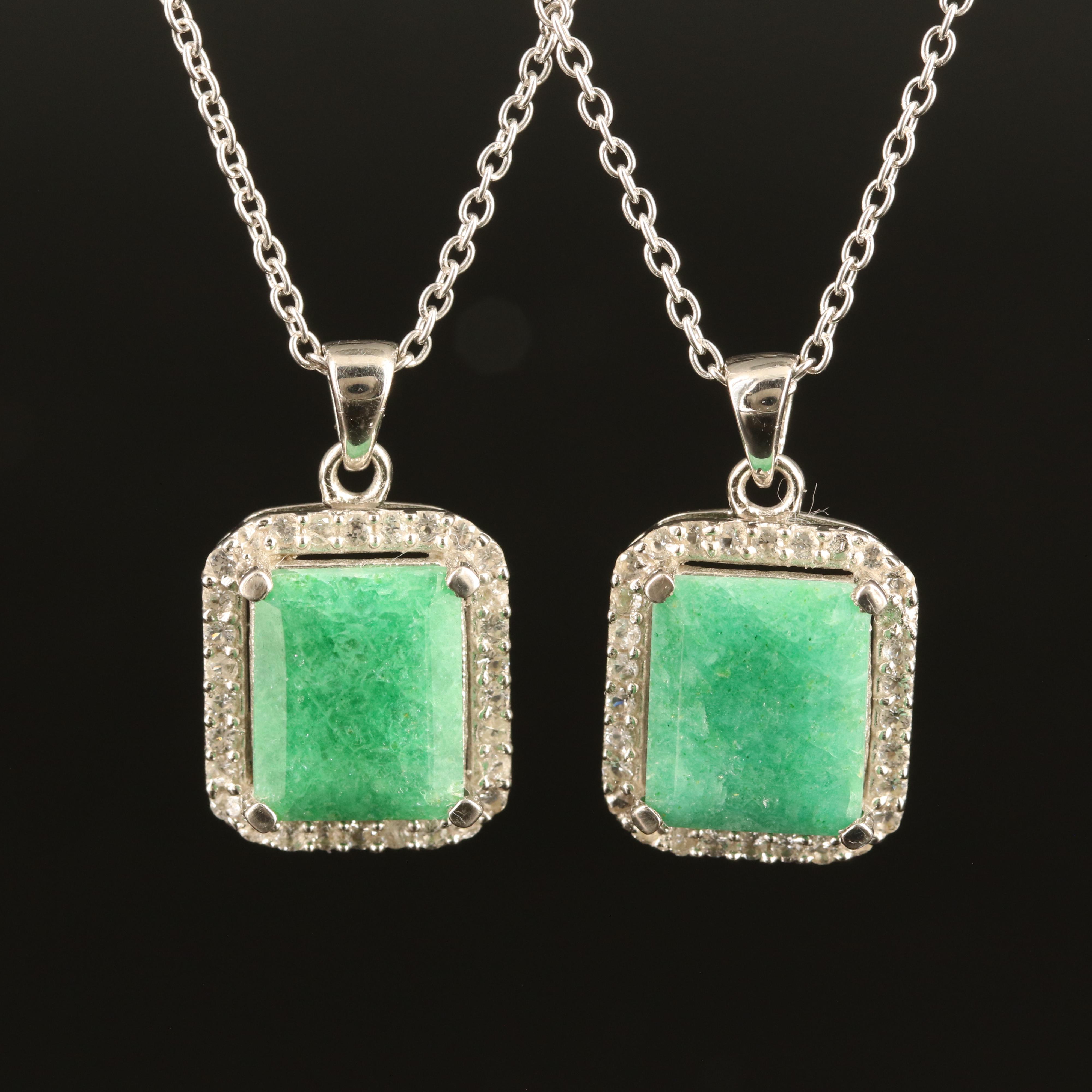 Sterling Beryl and Topaz Pendant Necklaces