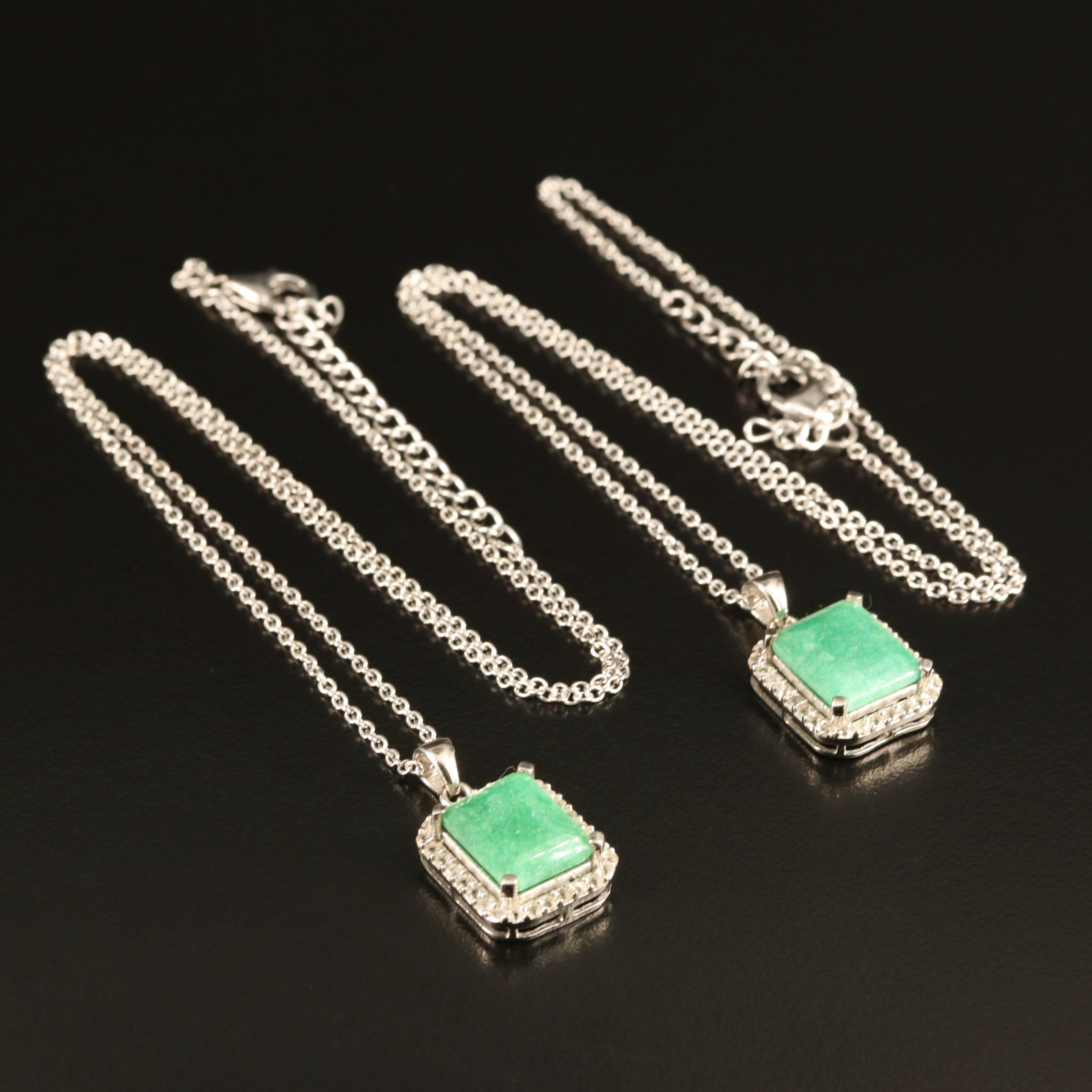 Sterling Beryl and Topaz Pendant Necklaces