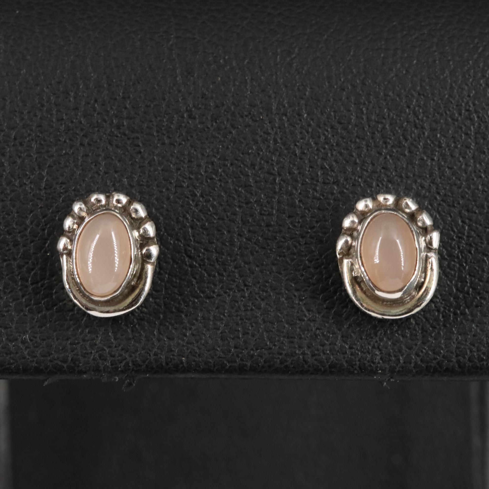 Sterling Moonstone Stud Earrings