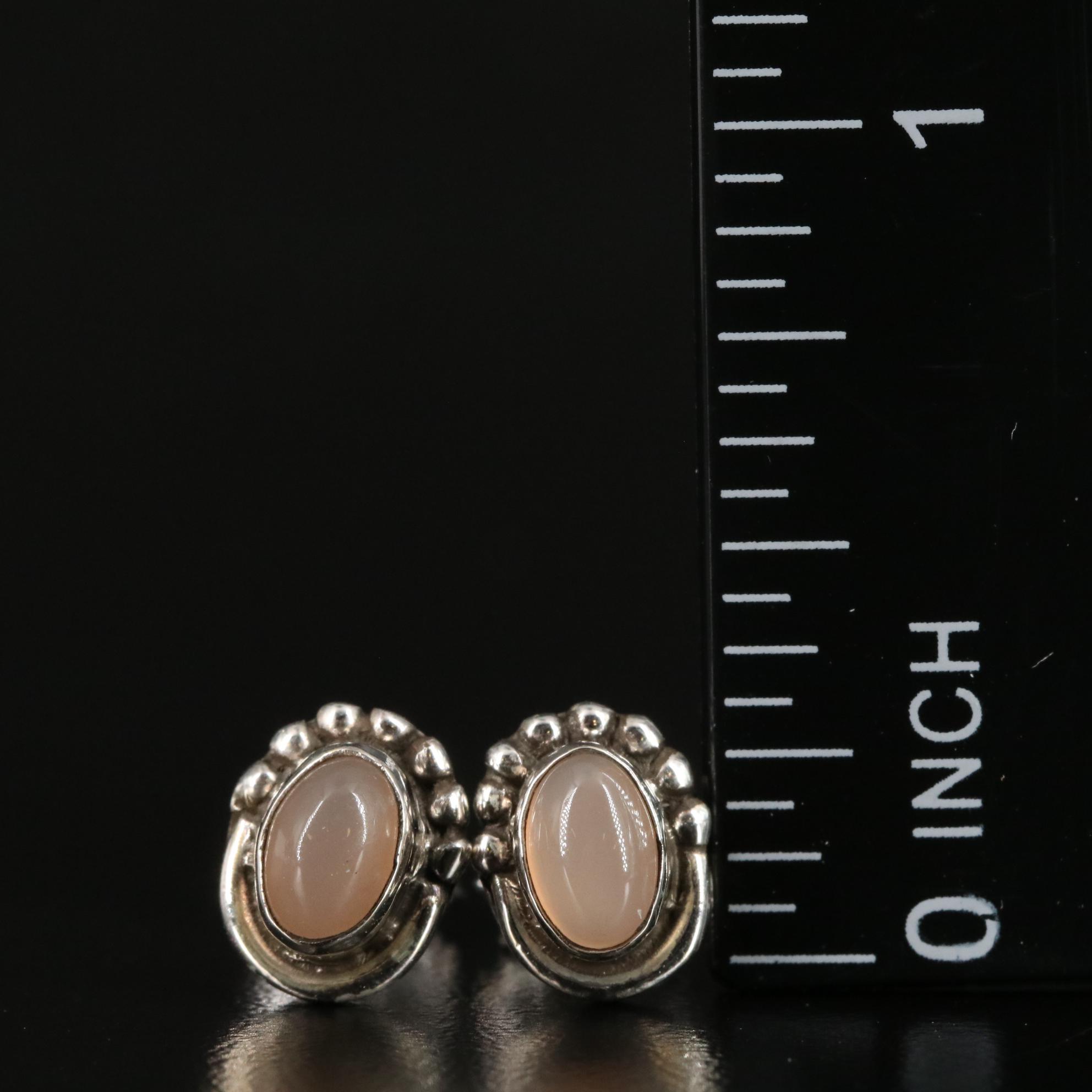 Sterling Moonstone Stud Earrings