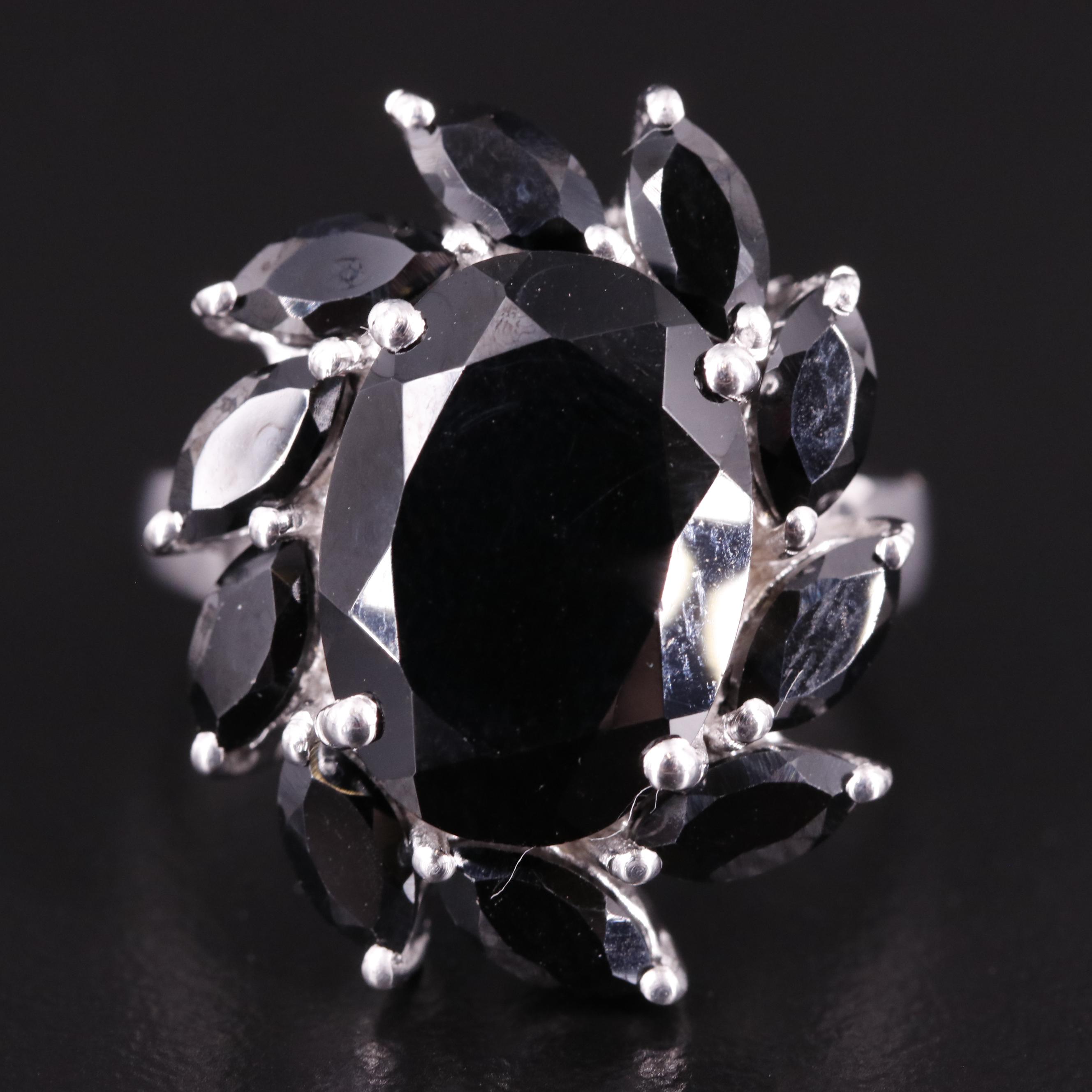 Sterling Cubic Zirconia Pinwheel Halo Ring