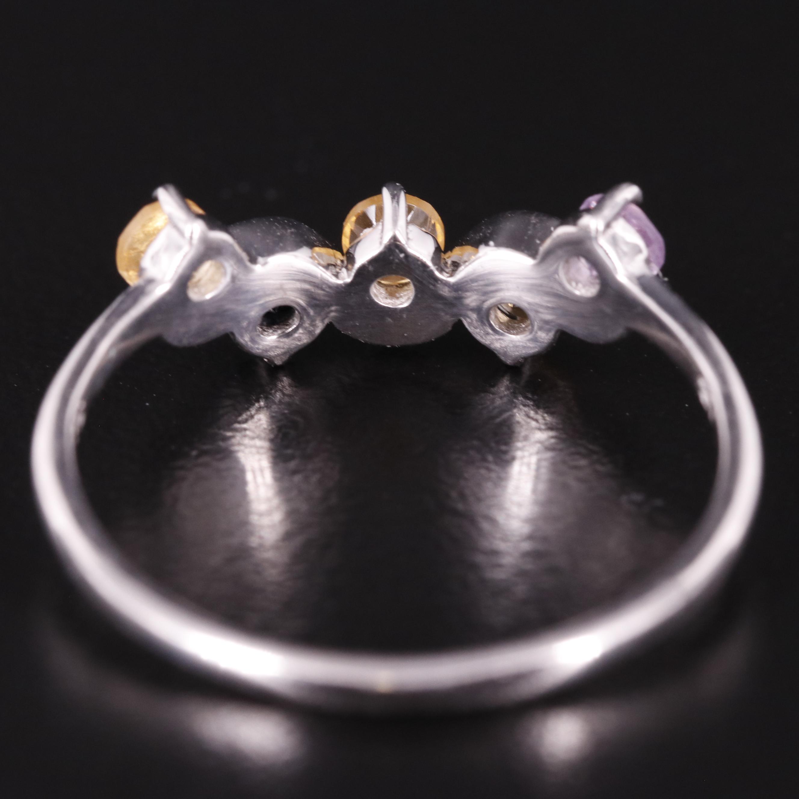 Sterling Citrine, Amethyst, and Sapphire Ring