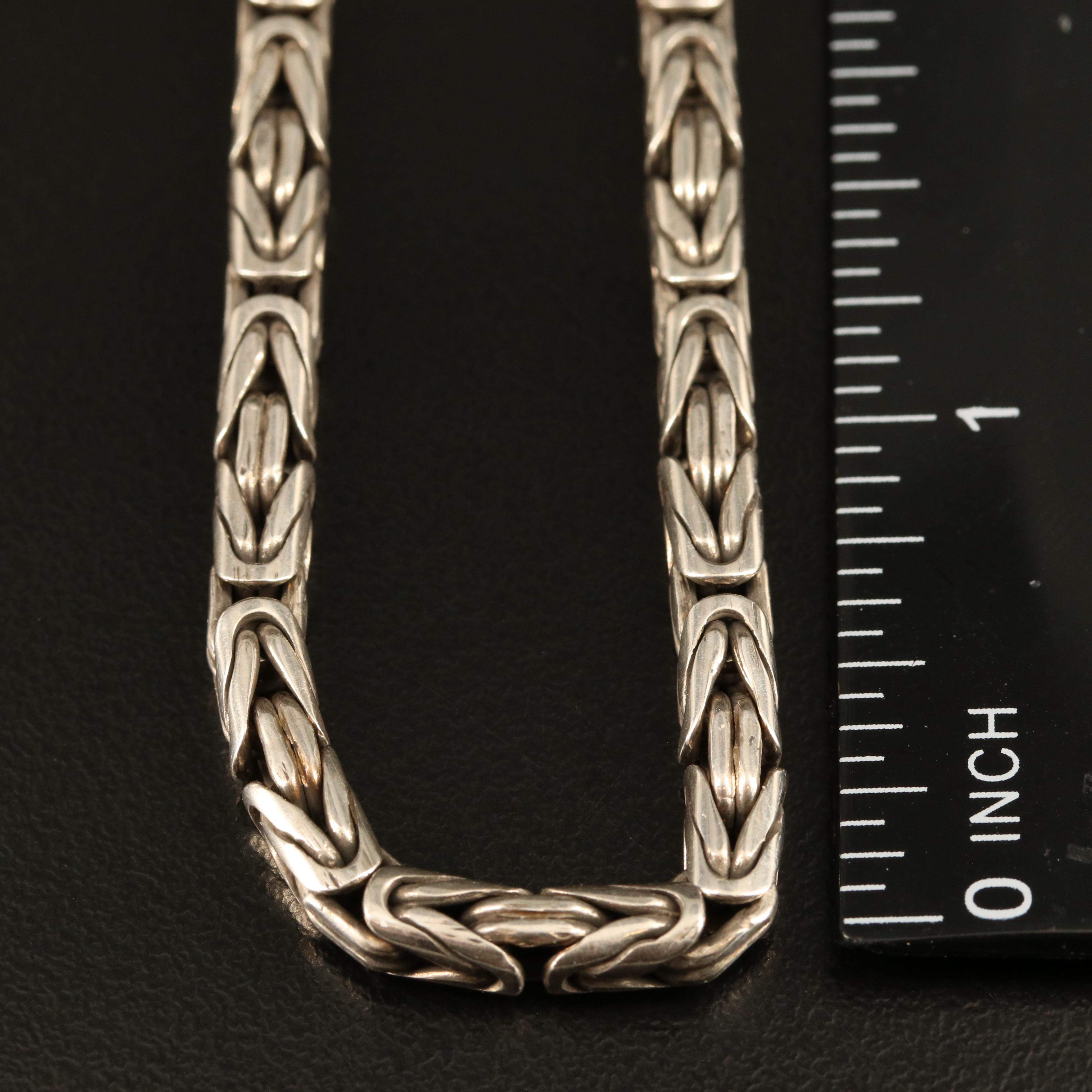 Sterling Byzantine Chain Necklace with 14K and Gemstone Accents