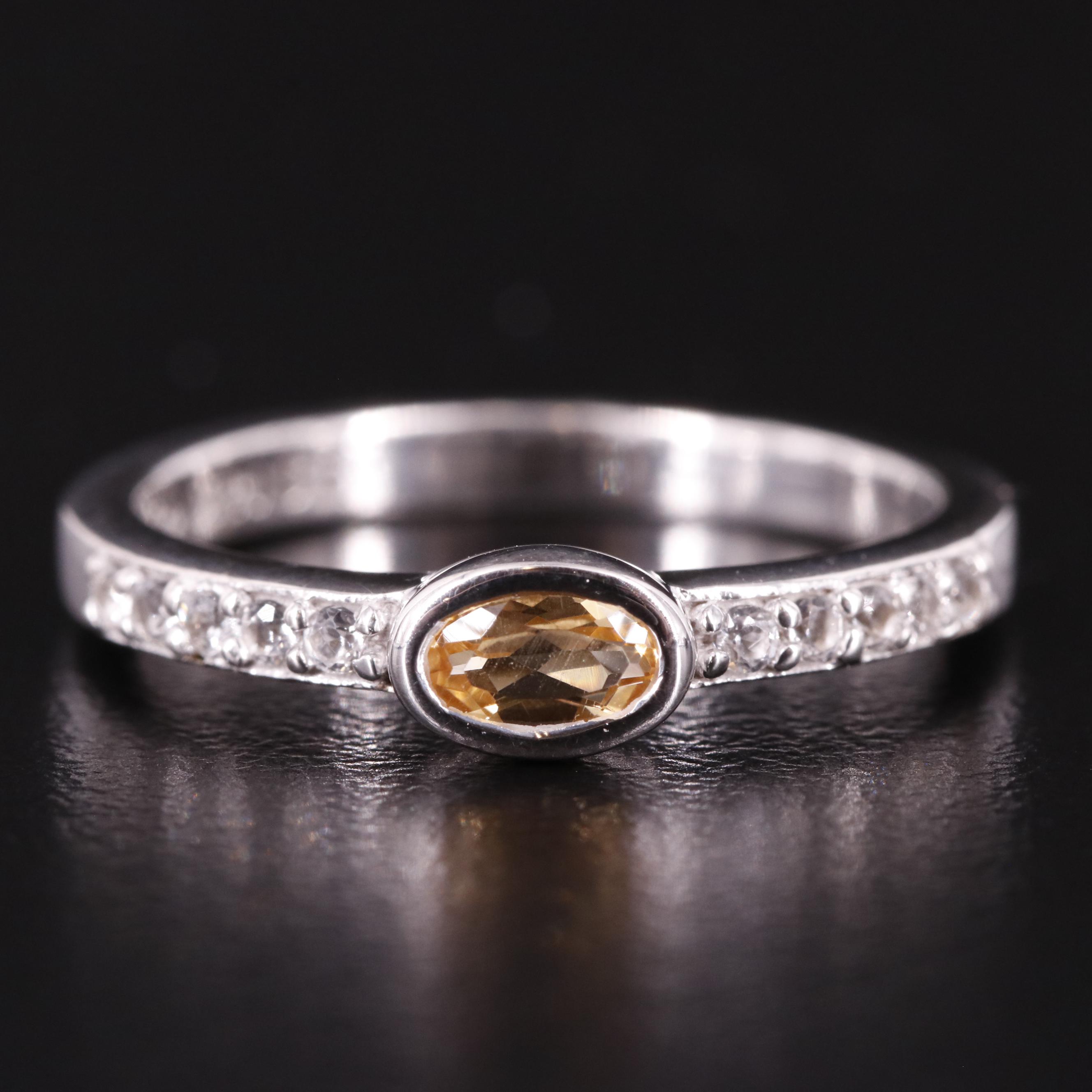 Sterling Citrine and White Topaz Ring