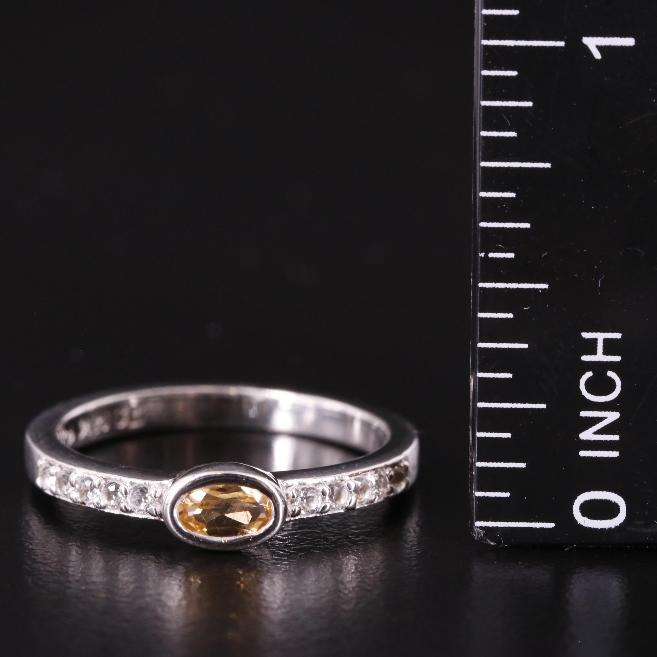 Sterling Citrine and White Topaz Ring