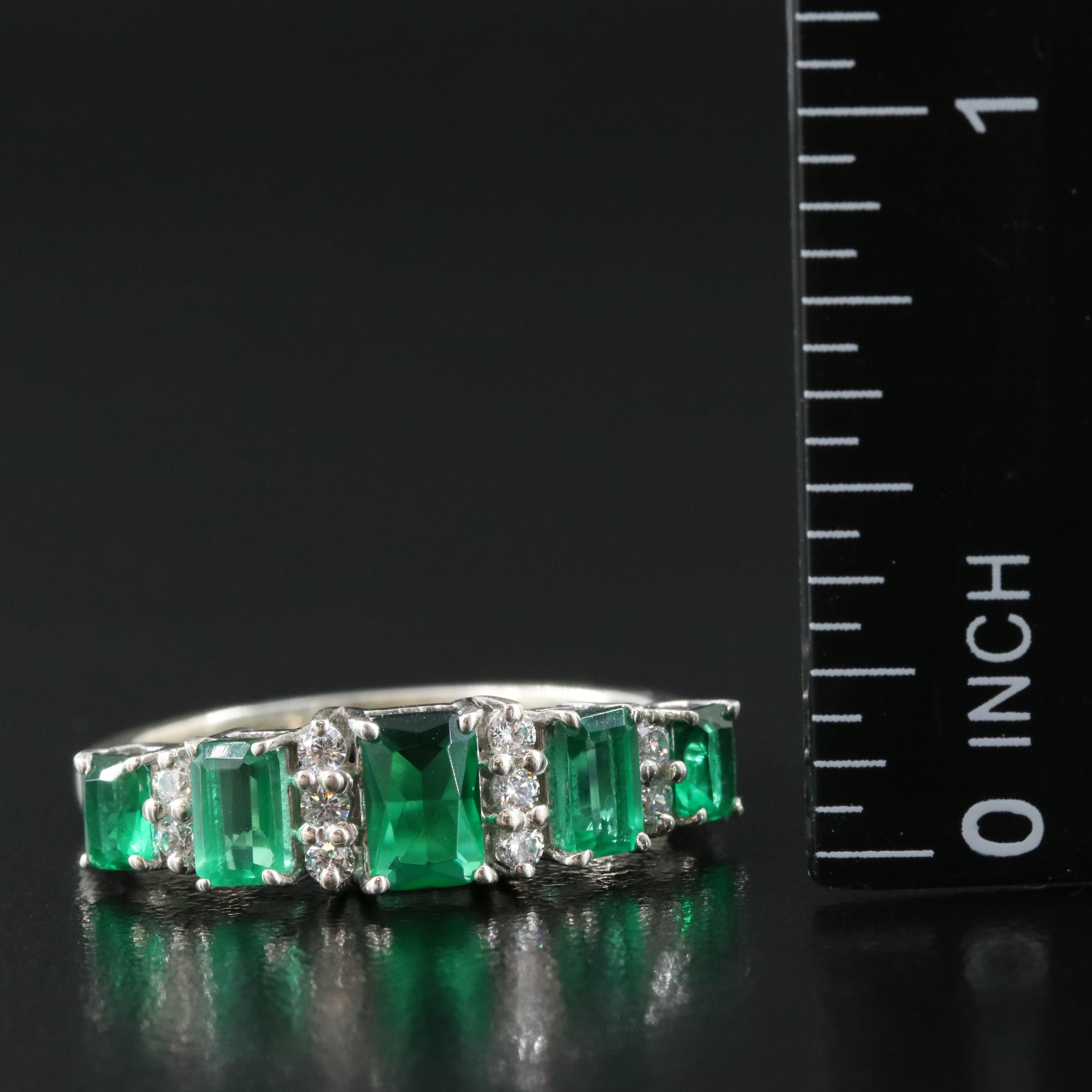 Sterling Glass and Cubic Zirconia Ring