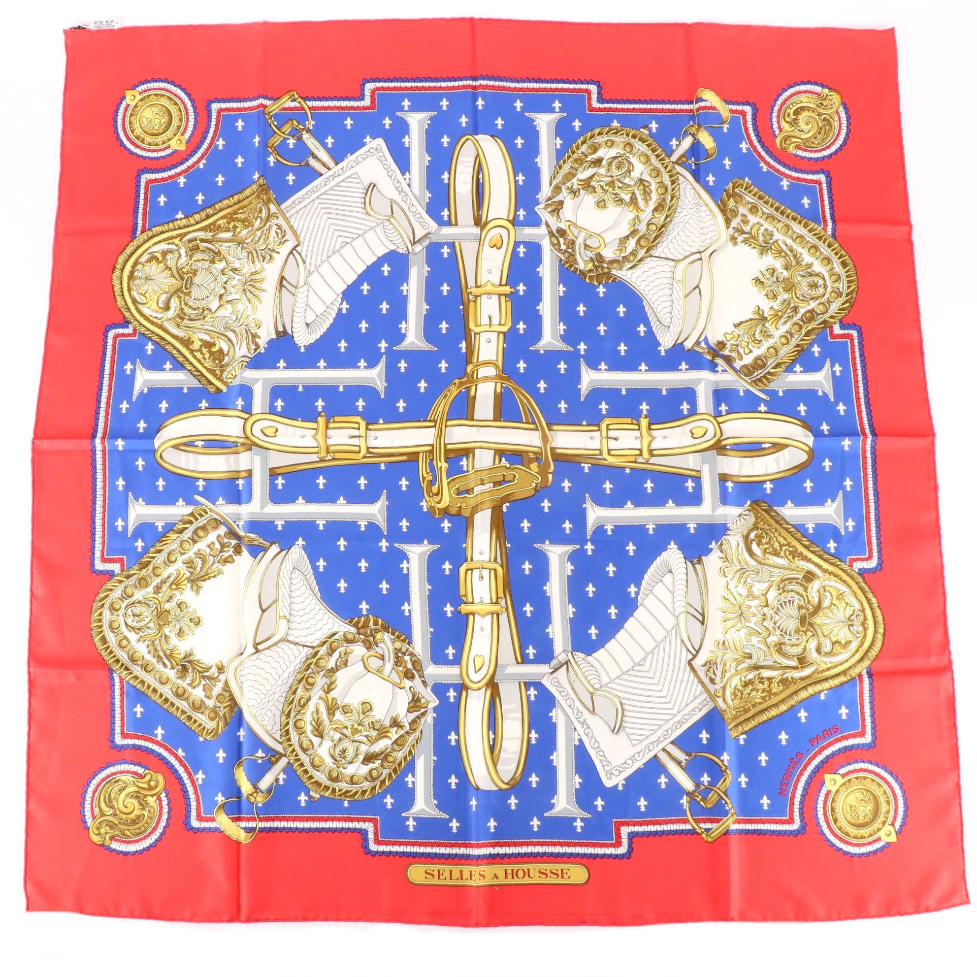 Hermès Early Issue "Selles a Housse" Scarf 90 in Silk Twill