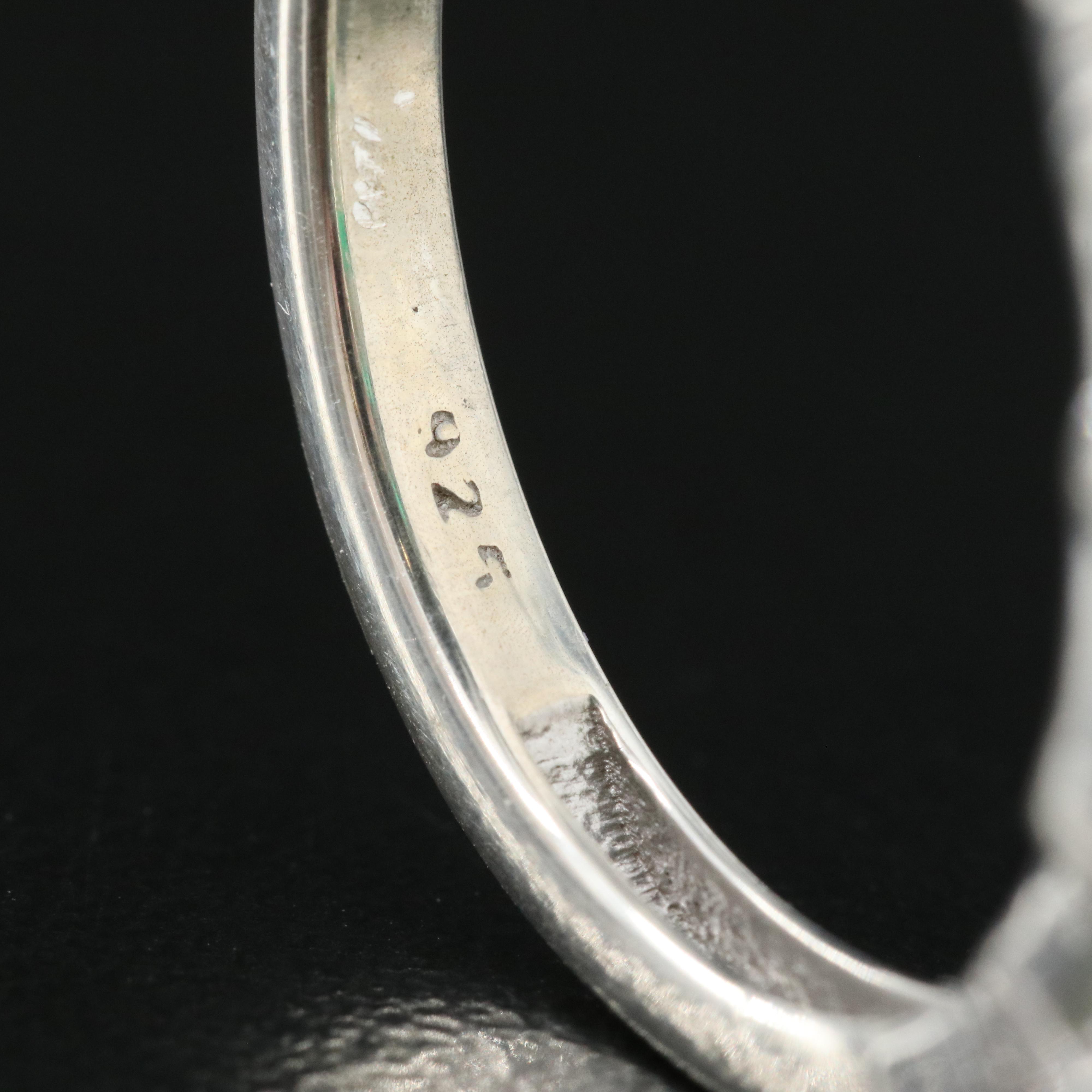 Sterling Glass and Cubic Zirconia Ring