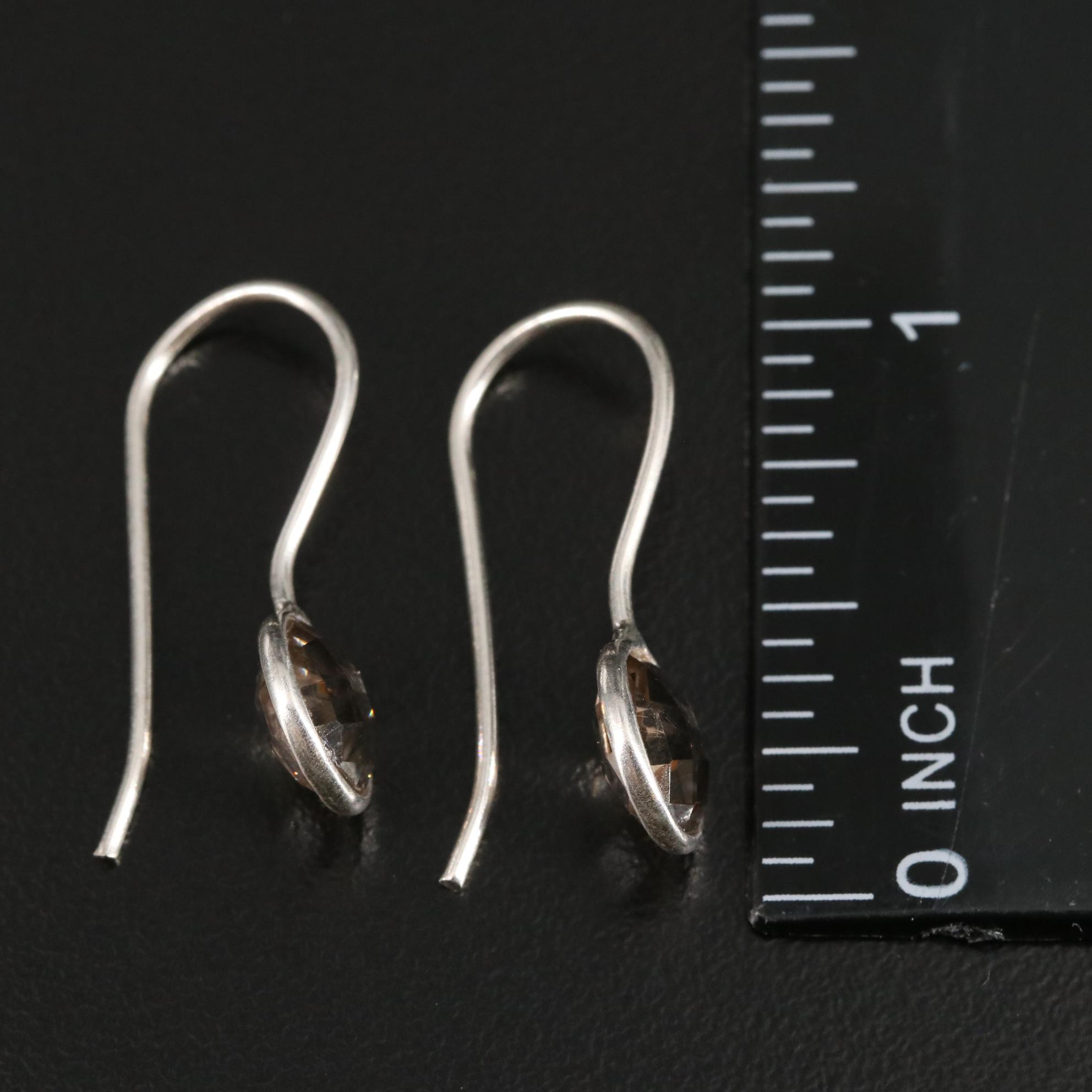 Sterling Smoky Quartz Drop Earrings
