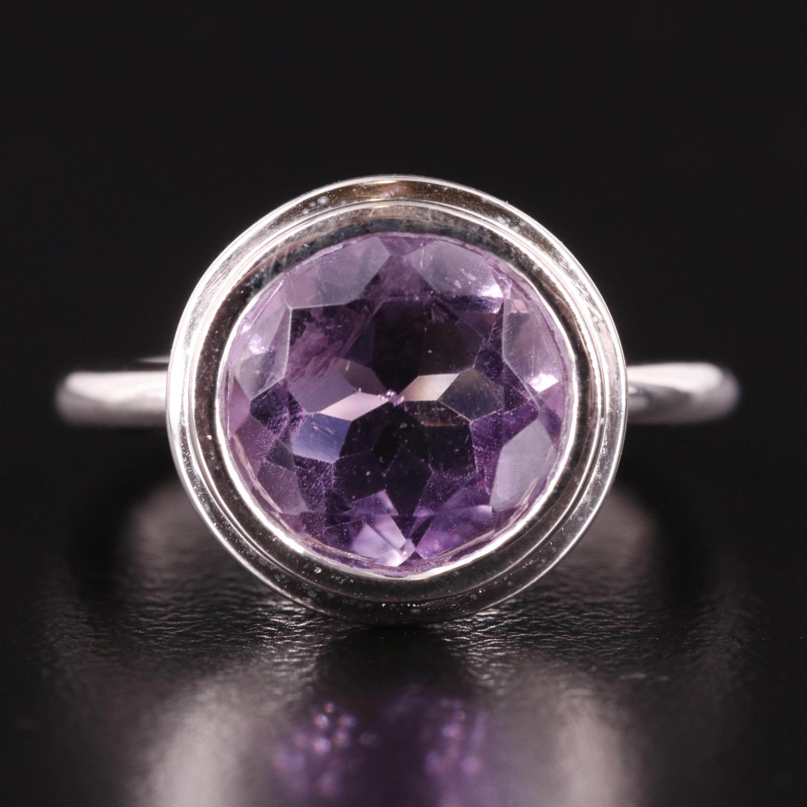 Sterling Bezel Set Amethyst Ring