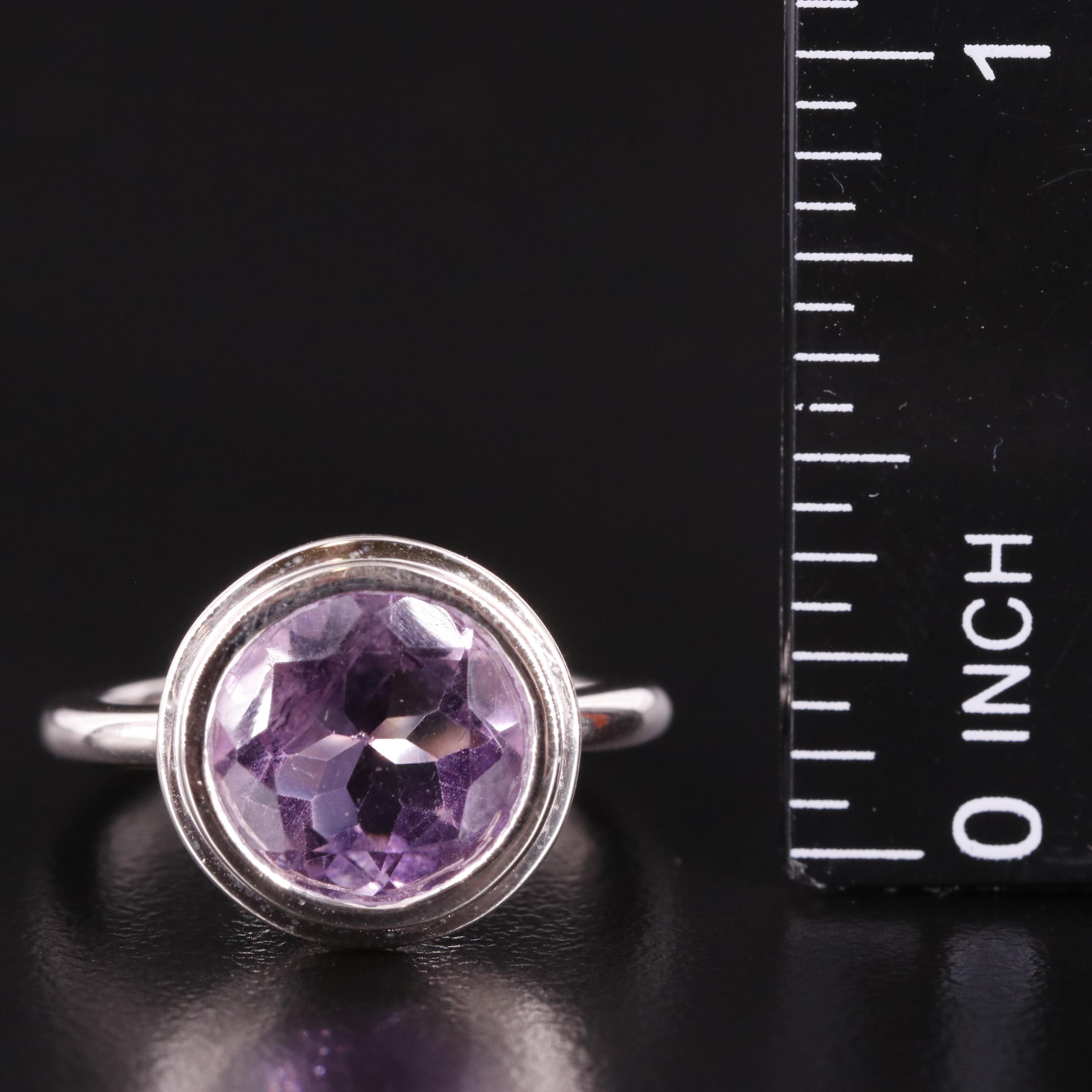 Sterling Bezel Set Amethyst Ring