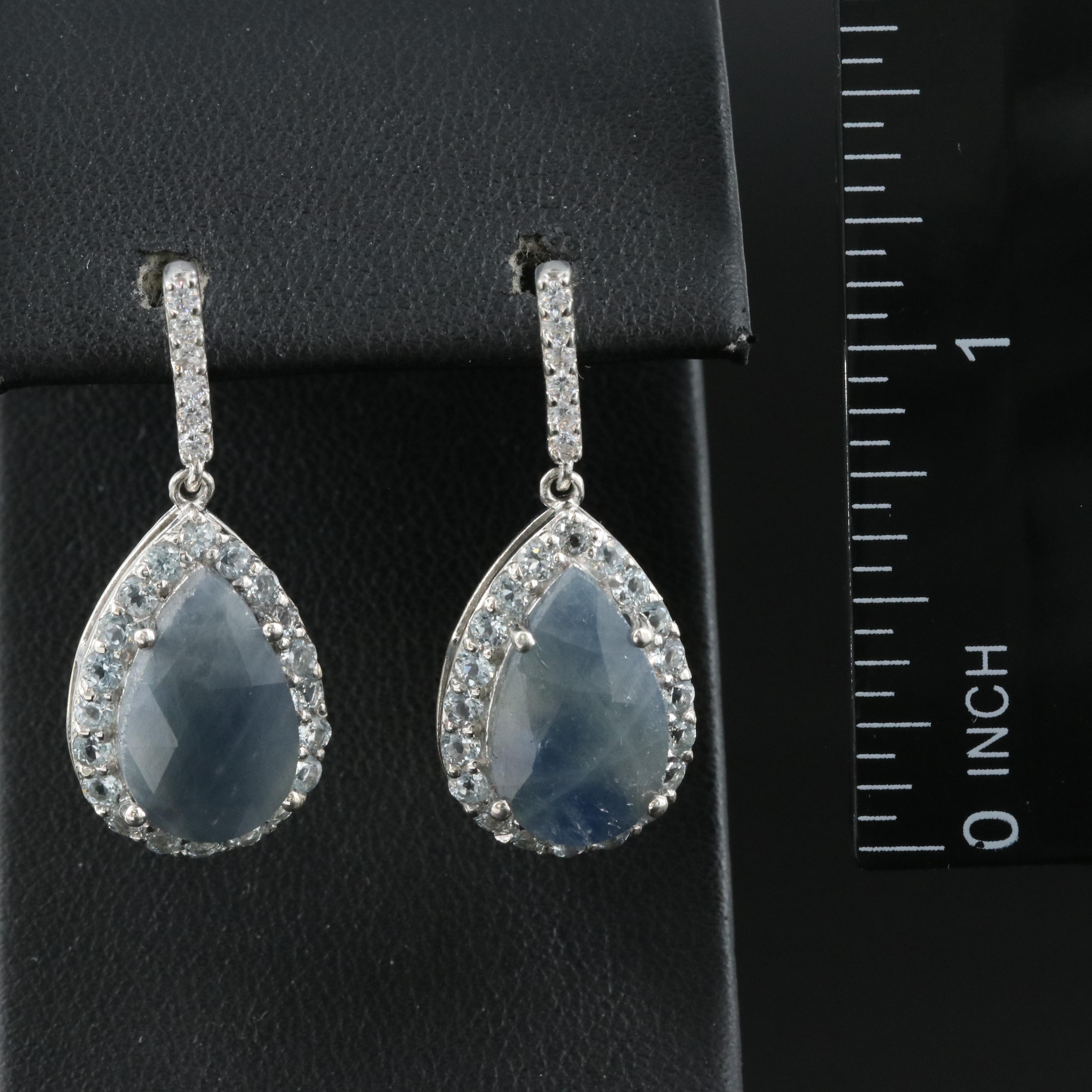Sterling Sapphire and Topaz Earrings