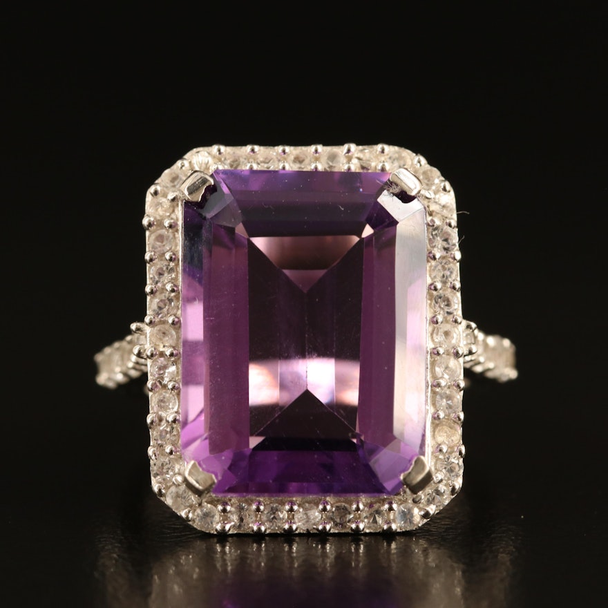 Sterling Amethyst and White Topaz Ring