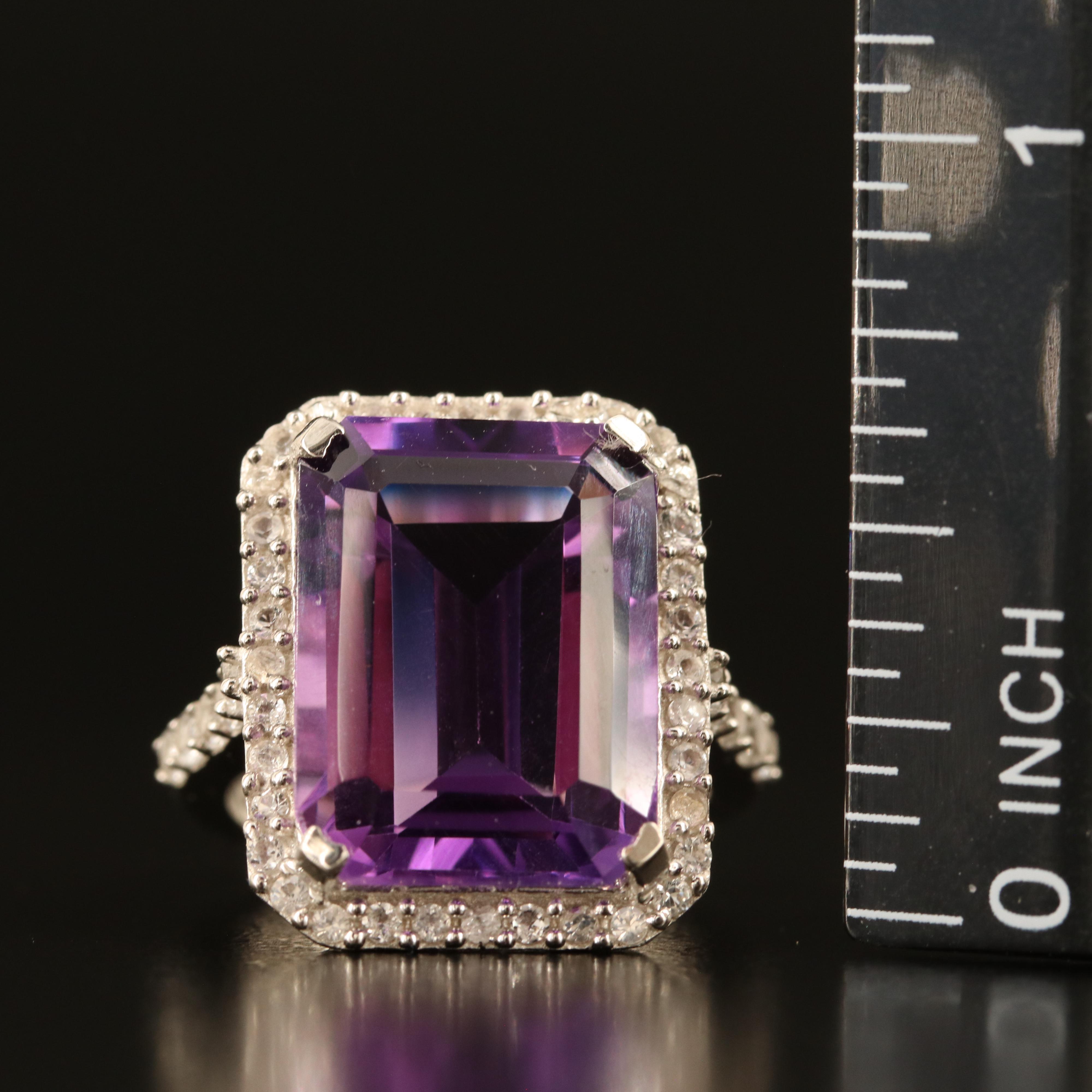 Sterling Amethyst and White Topaz Ring