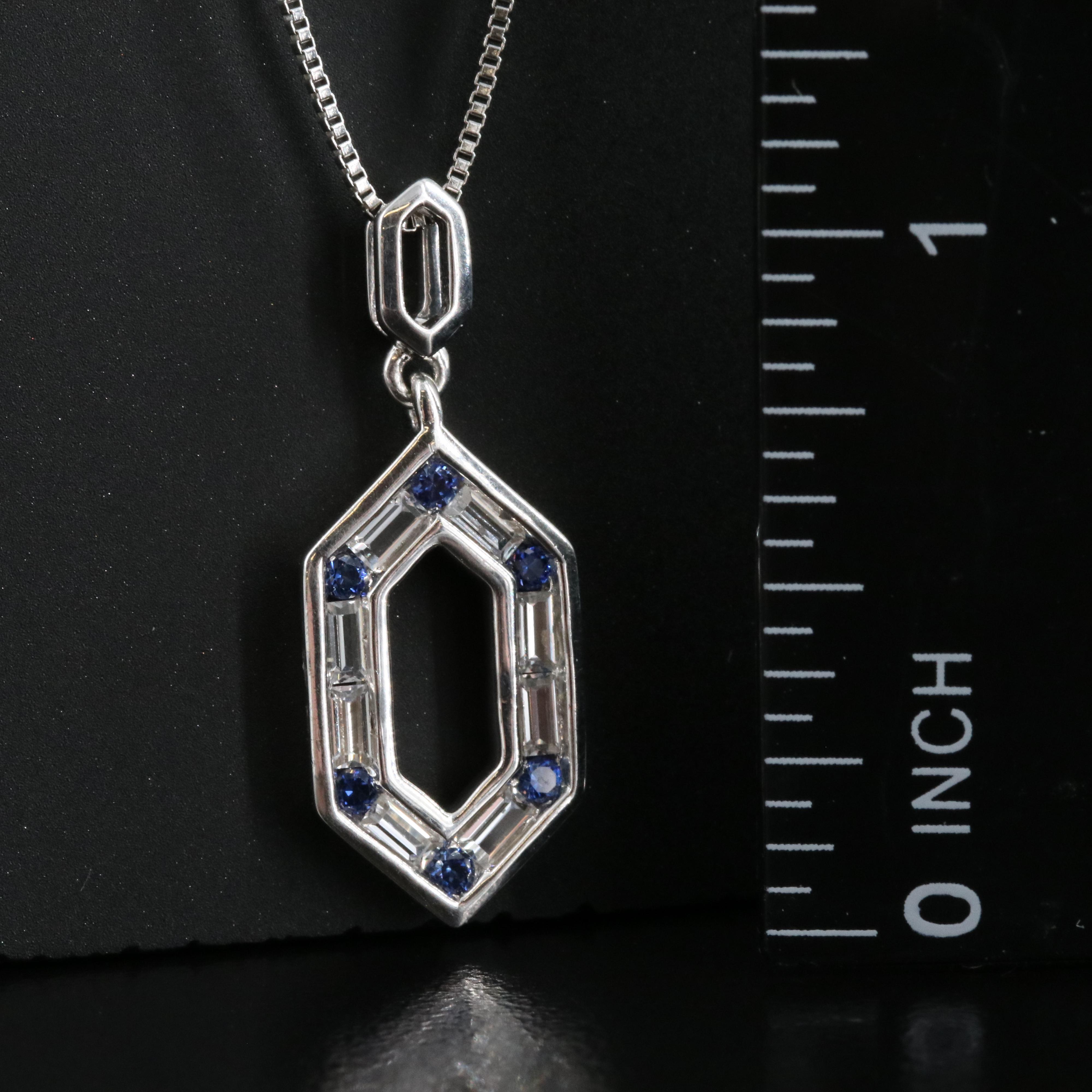 Sterling Blue and White Sapphire Pendant Necklace
