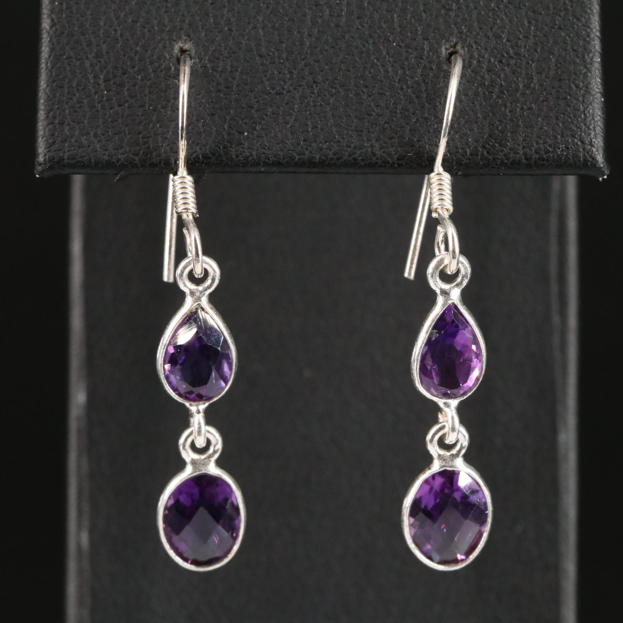 Sterling Amethyst Dangle Earrings
