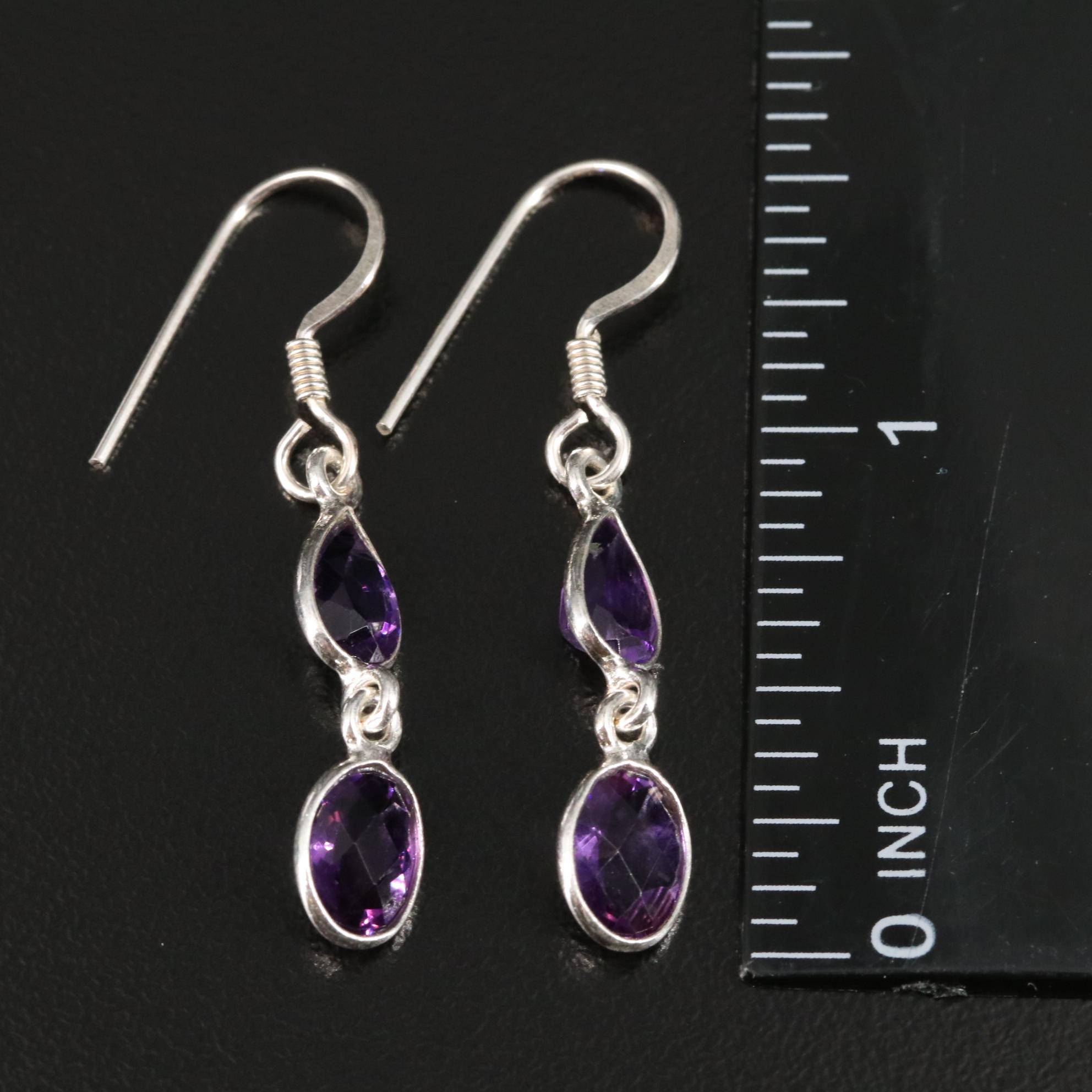 Sterling Amethyst Dangle Earrings
