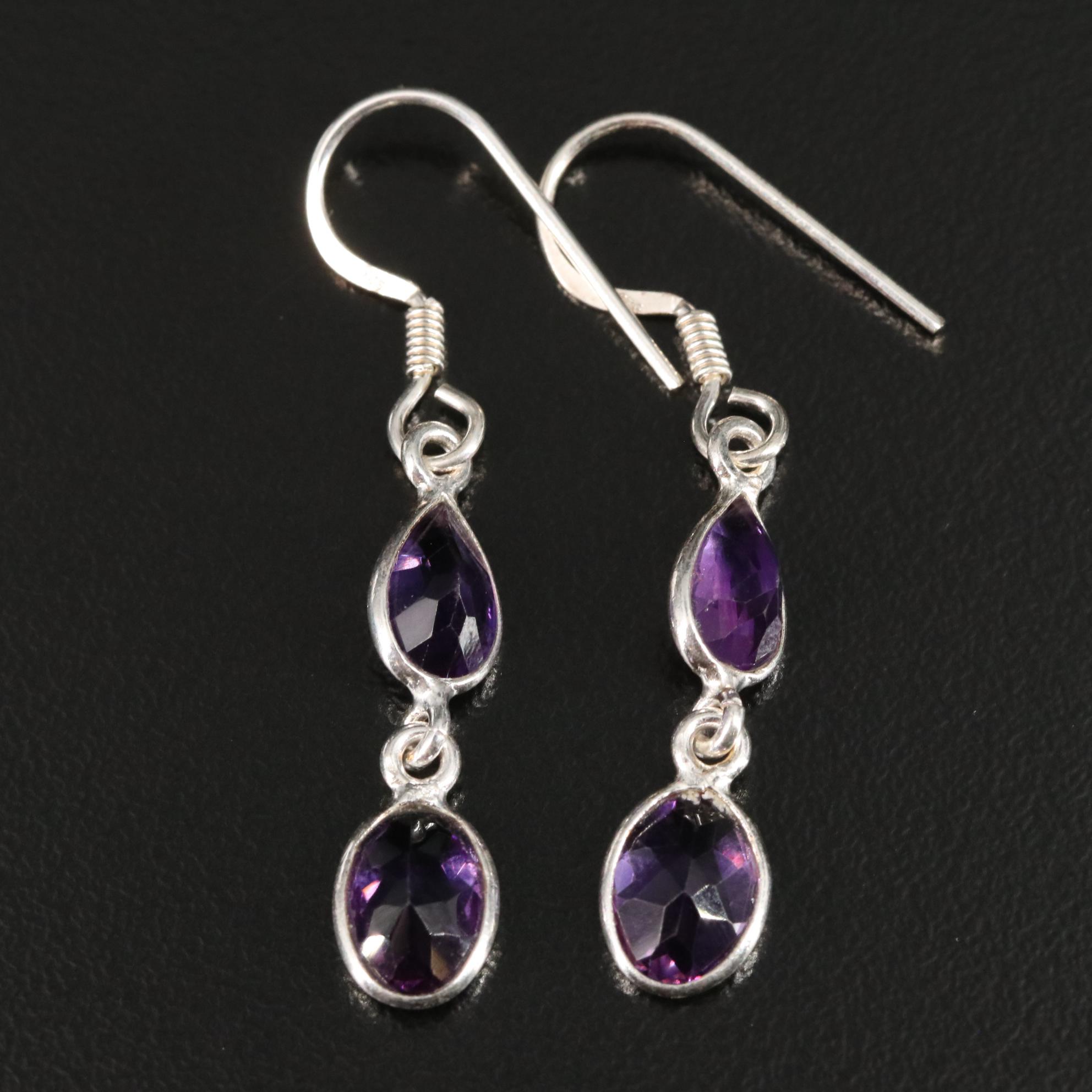 Sterling Amethyst Dangle Earrings