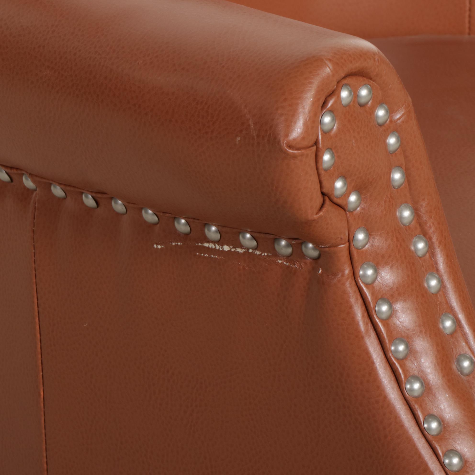 Faux Leather and Brass-Tacked Club Chair