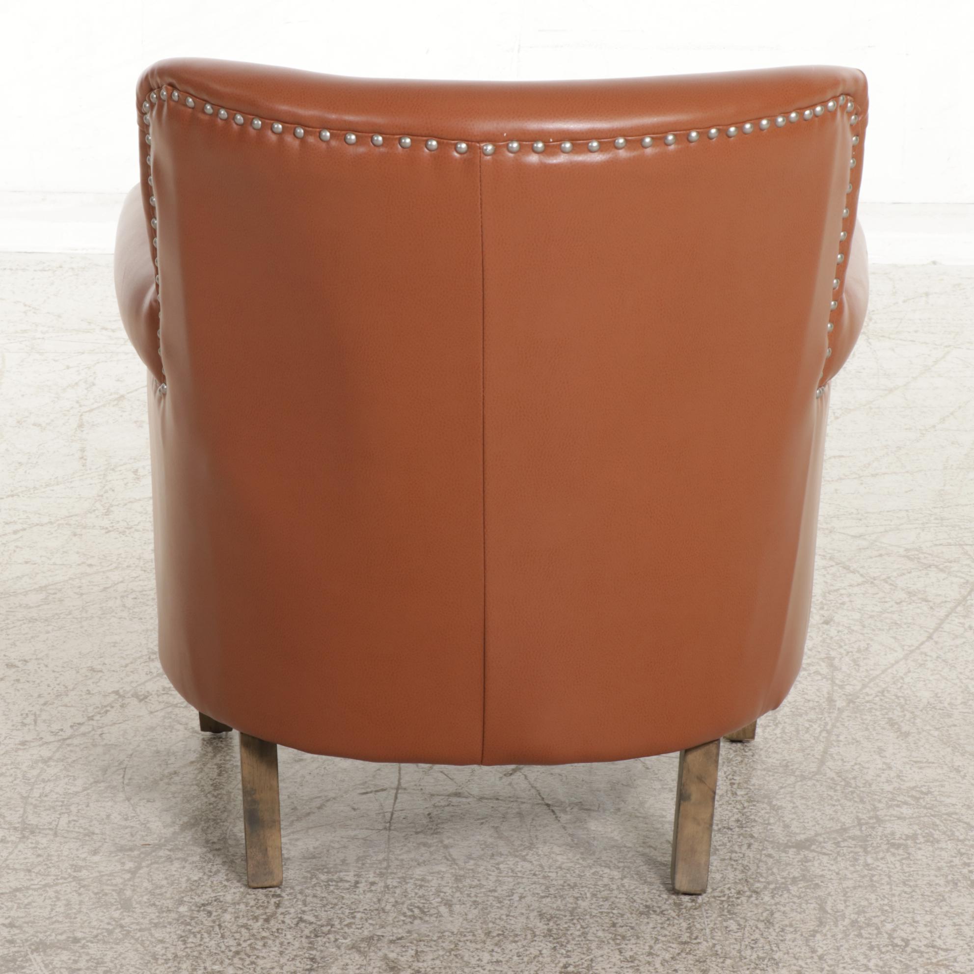 Faux Leather and Brass-Tacked Club Chair