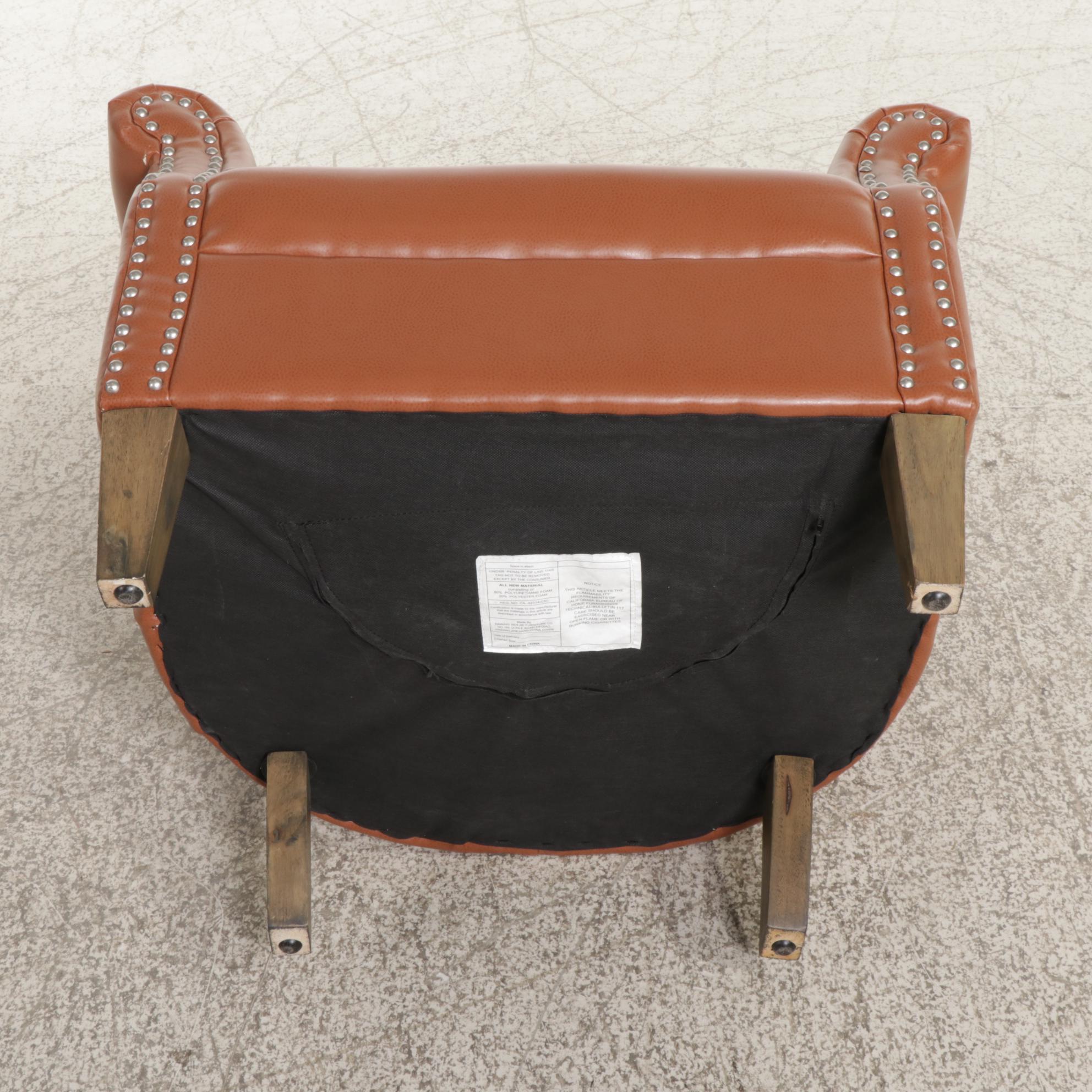 Faux Leather and Brass-Tacked Club Chair