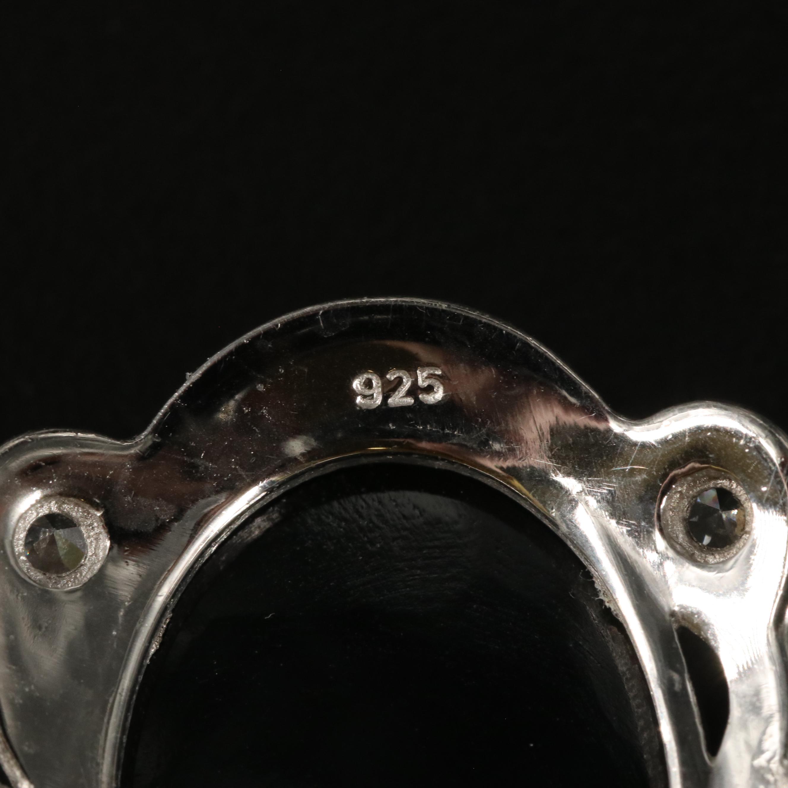 Sterling Black Onyx and Cubic Zirconia Pendant Necklace