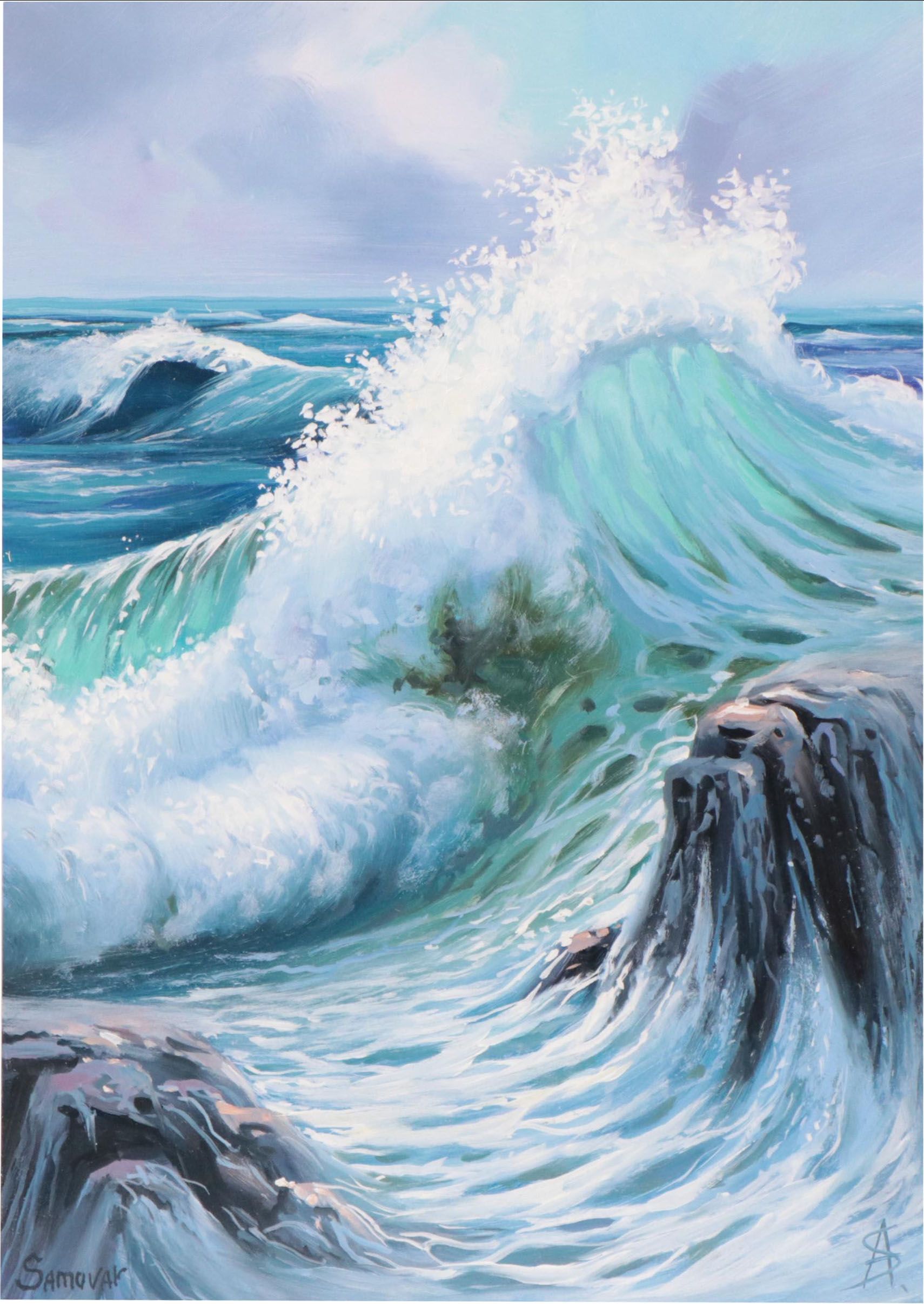 Acrylic Painting of a Seascape, 21st Century