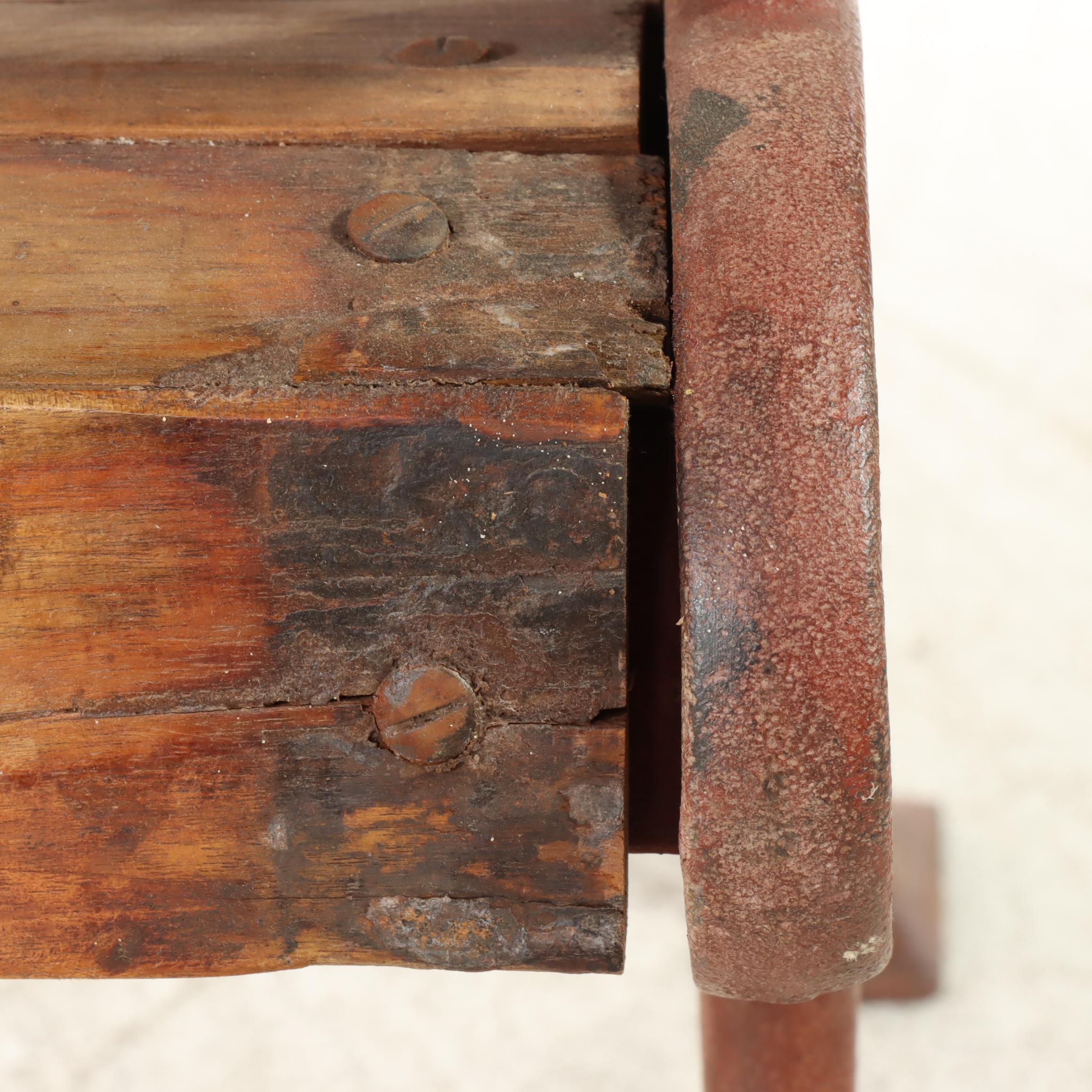 Iron and Wood Slat Park Bench