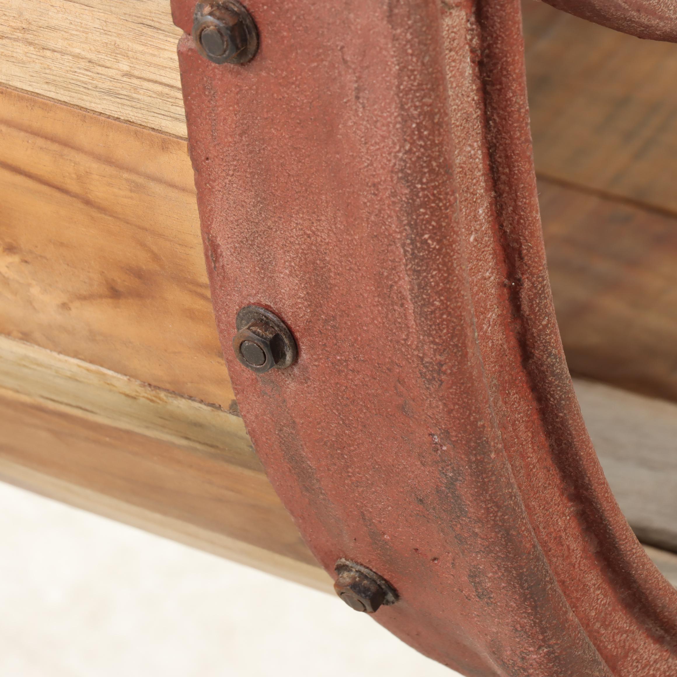 Iron and Wood Slat Park Bench