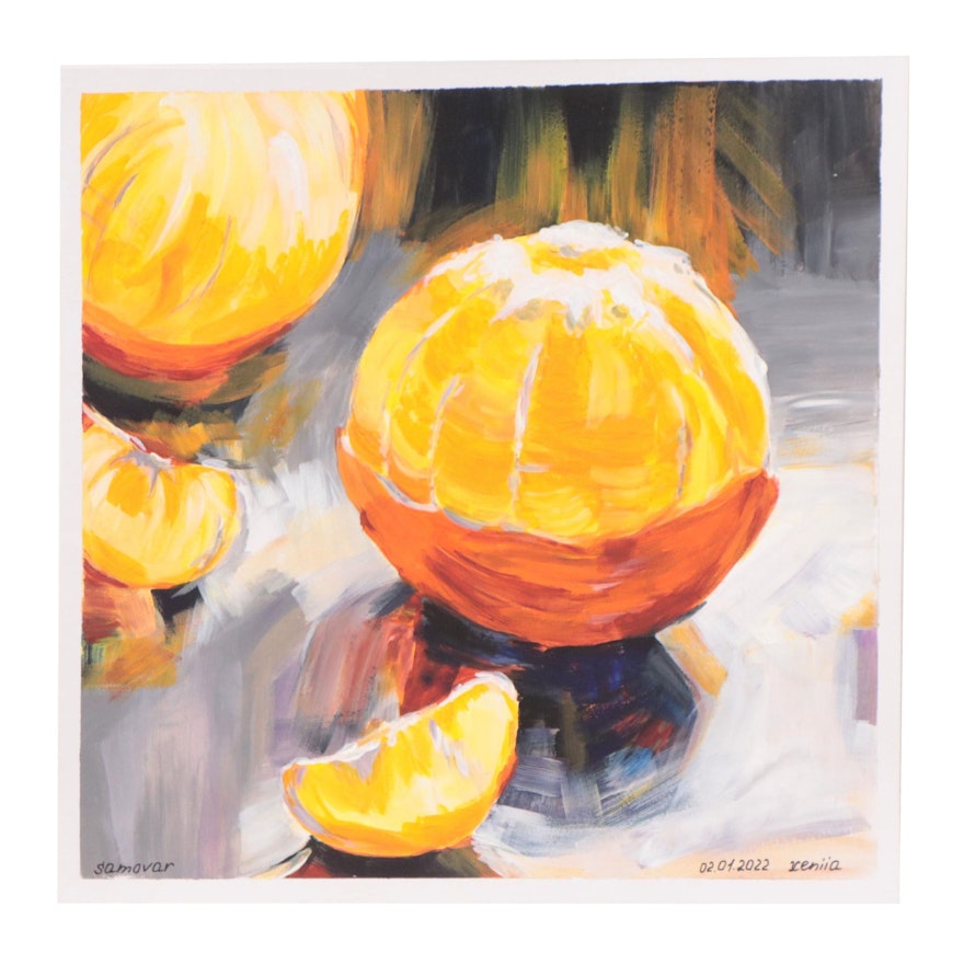 Still Life Acrylic Painting of Oranges, 2022