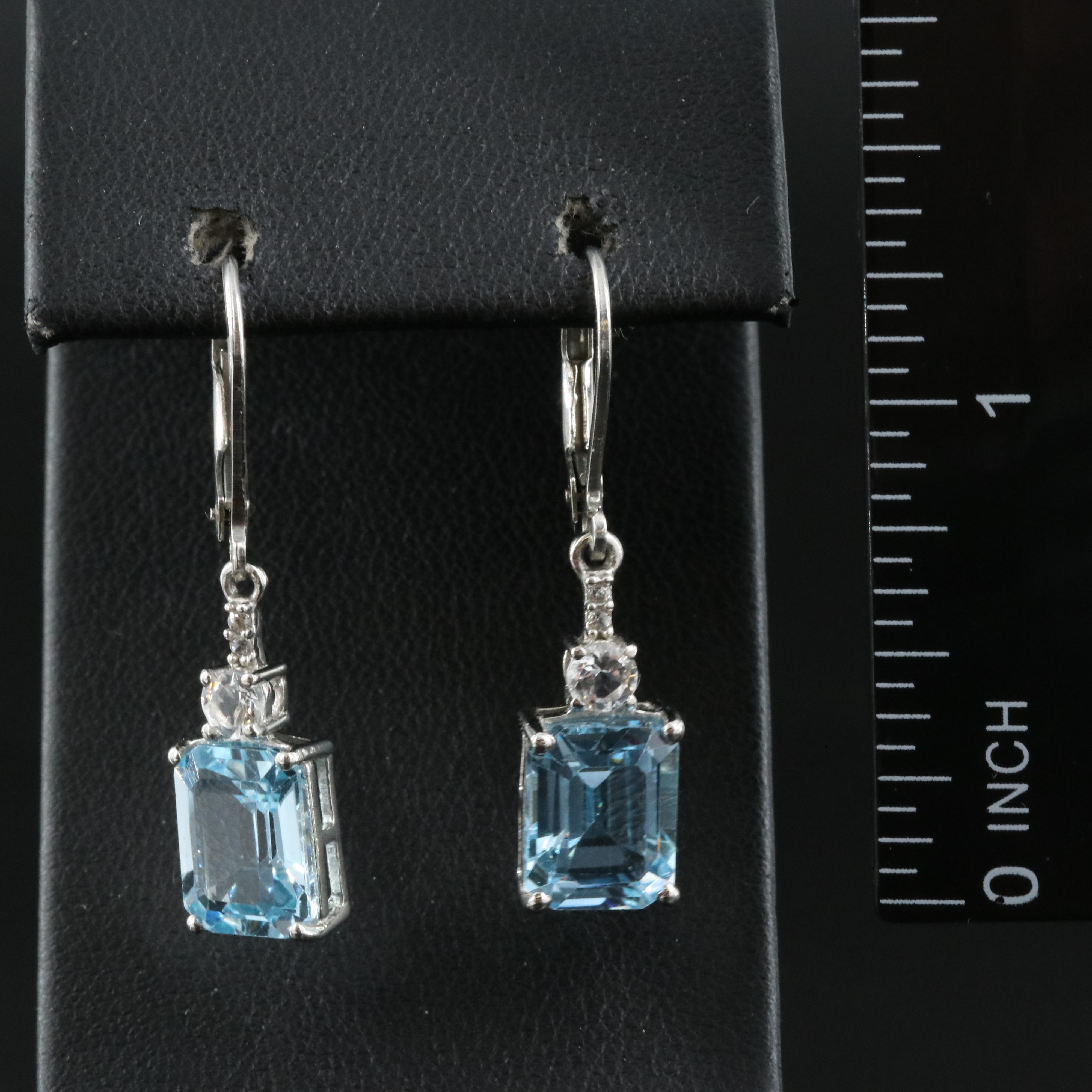 Sterling Sky Blue and White Topaz Earrings