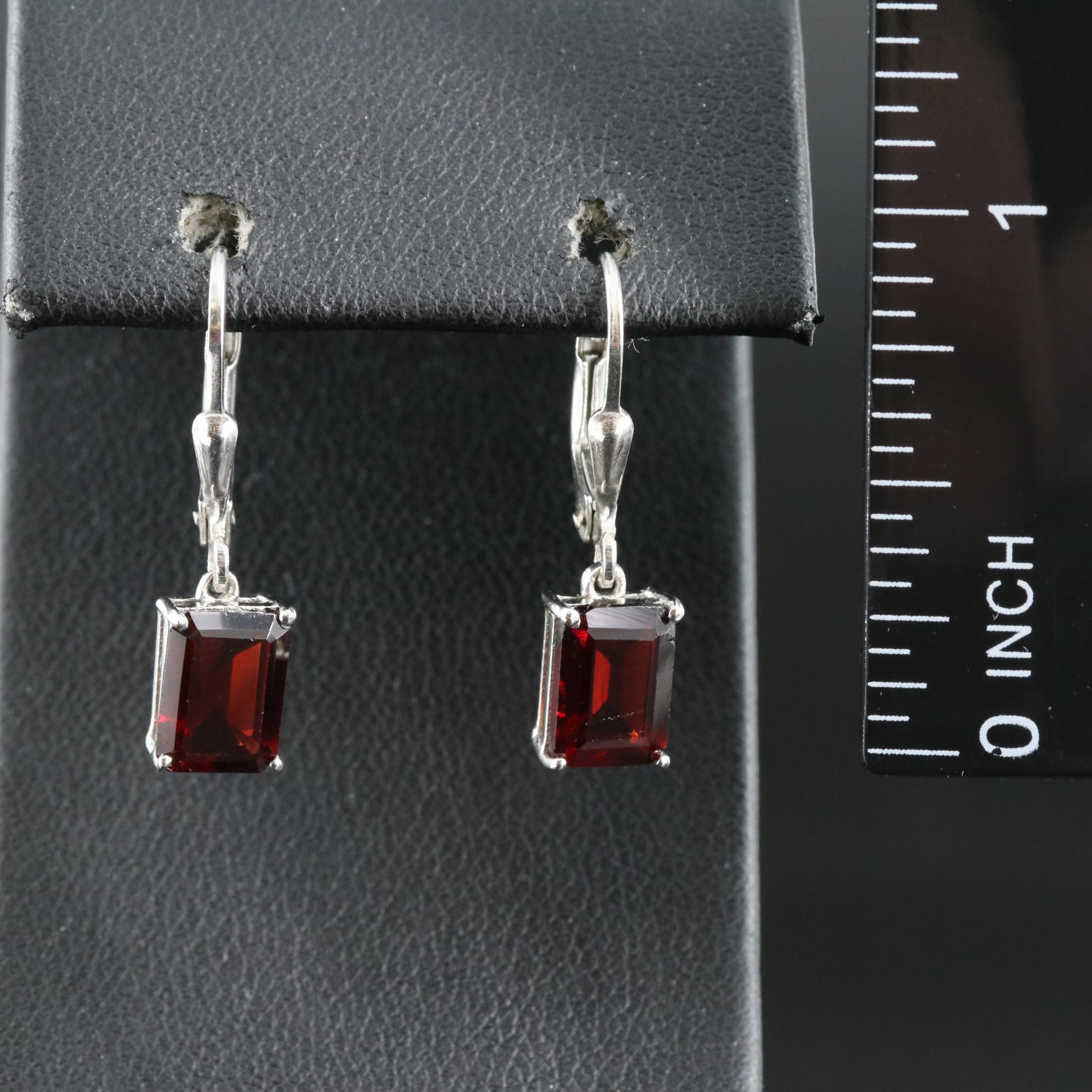 Sterling Garnet Solitaire Earrings