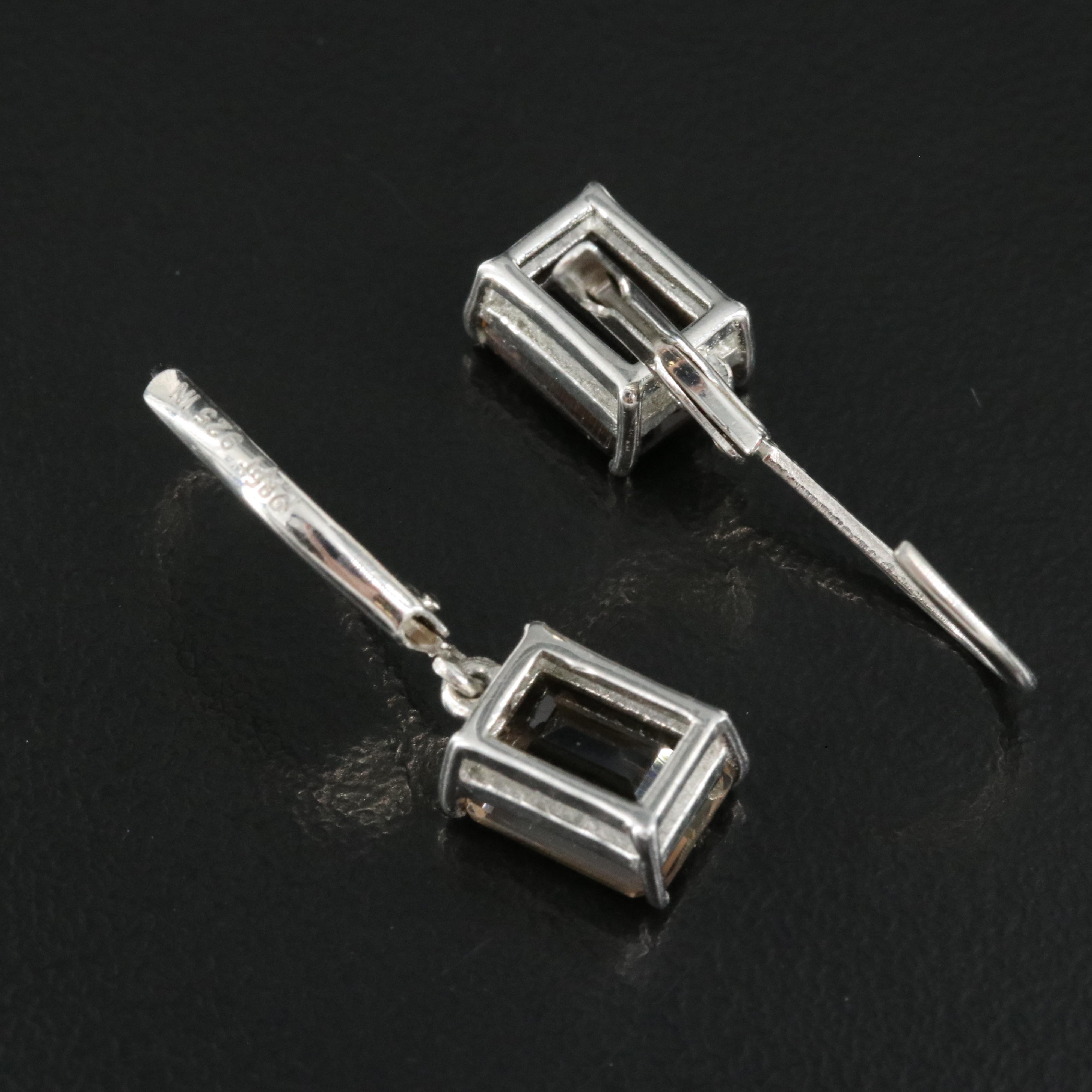 Sterling Smoky Quartz Solitaire Earrings