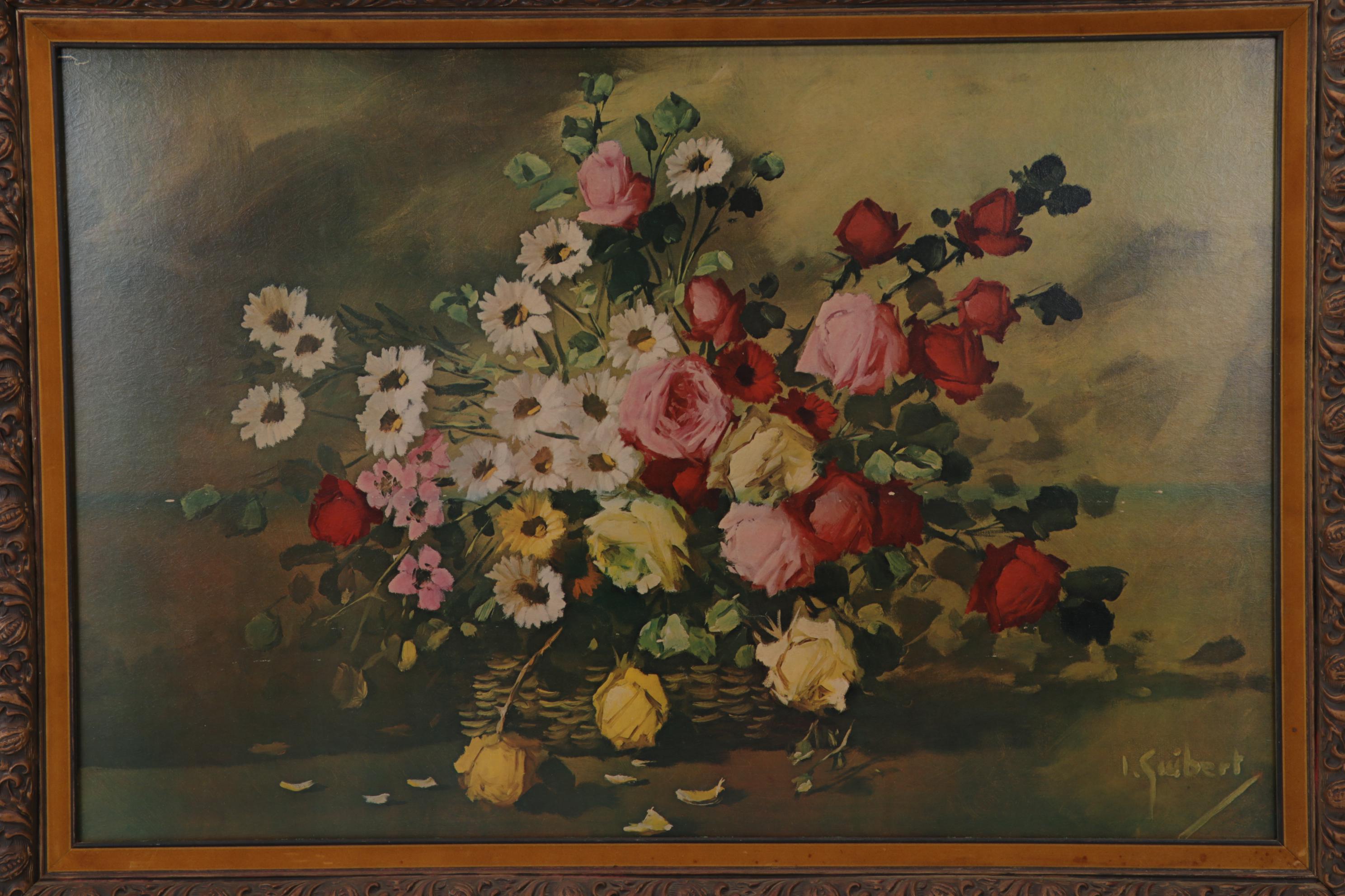 Still Life of Flower Arrangement Offset Lithograph, Circa 1970